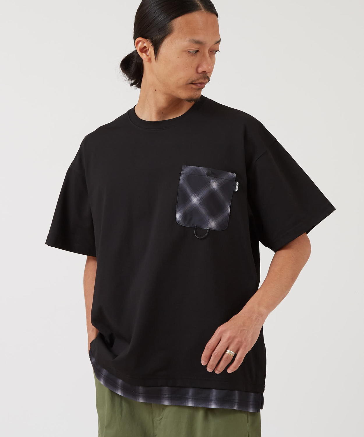 半袖Tシャツ メンズ GERRY ジェリー 裾ドローコード ドットエアー レイヤード カットソー アウトドア ストリート アメカジ 古着MIX ブラック ホワイト | GERRY | 02