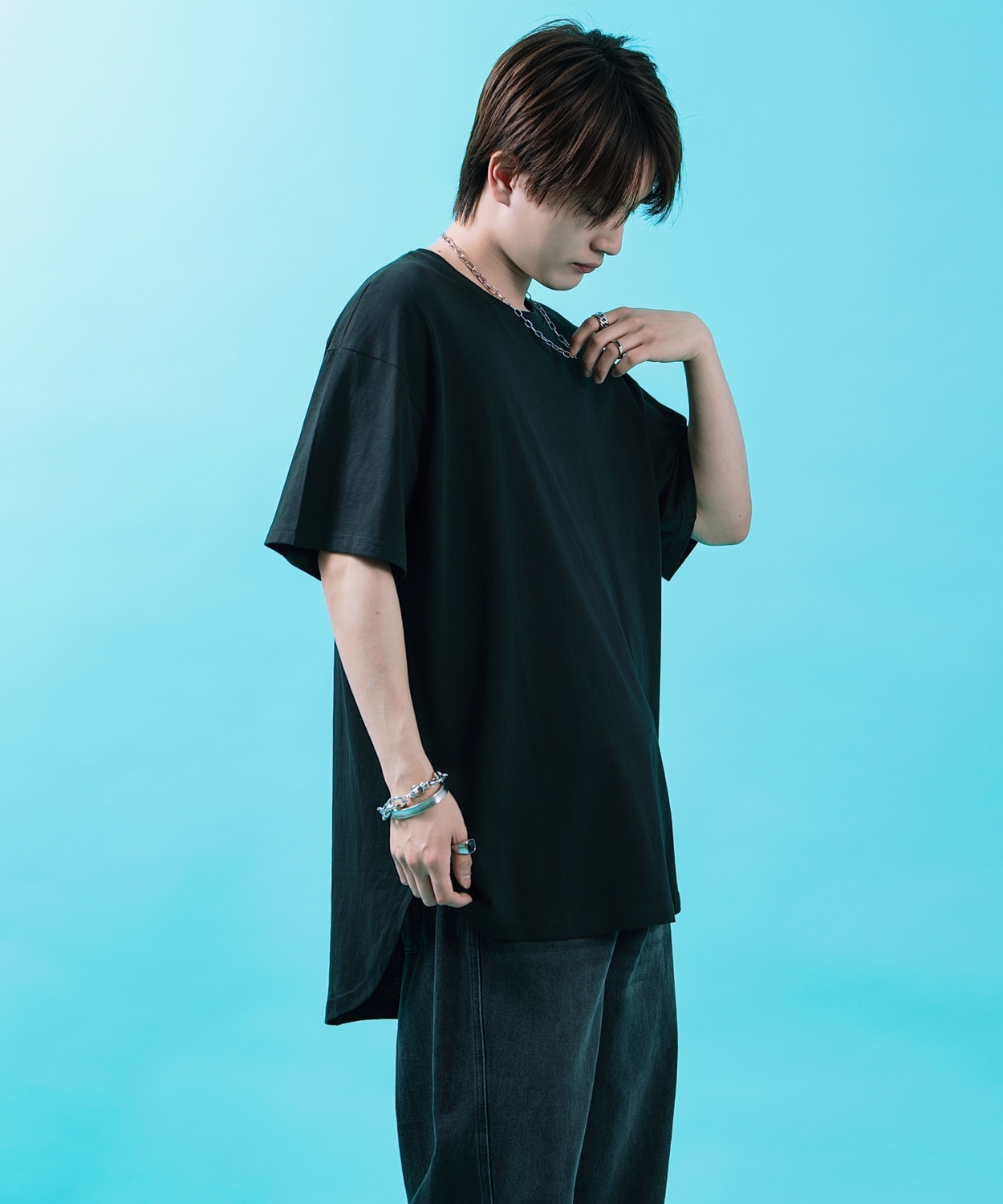 半袖Tシャツ メンズ レディース オーバーサイズ SHISKY イレギュラーヘム ロング丈 カットソー ビッグシルエット ストリート 韓国ファッション | improves | 02