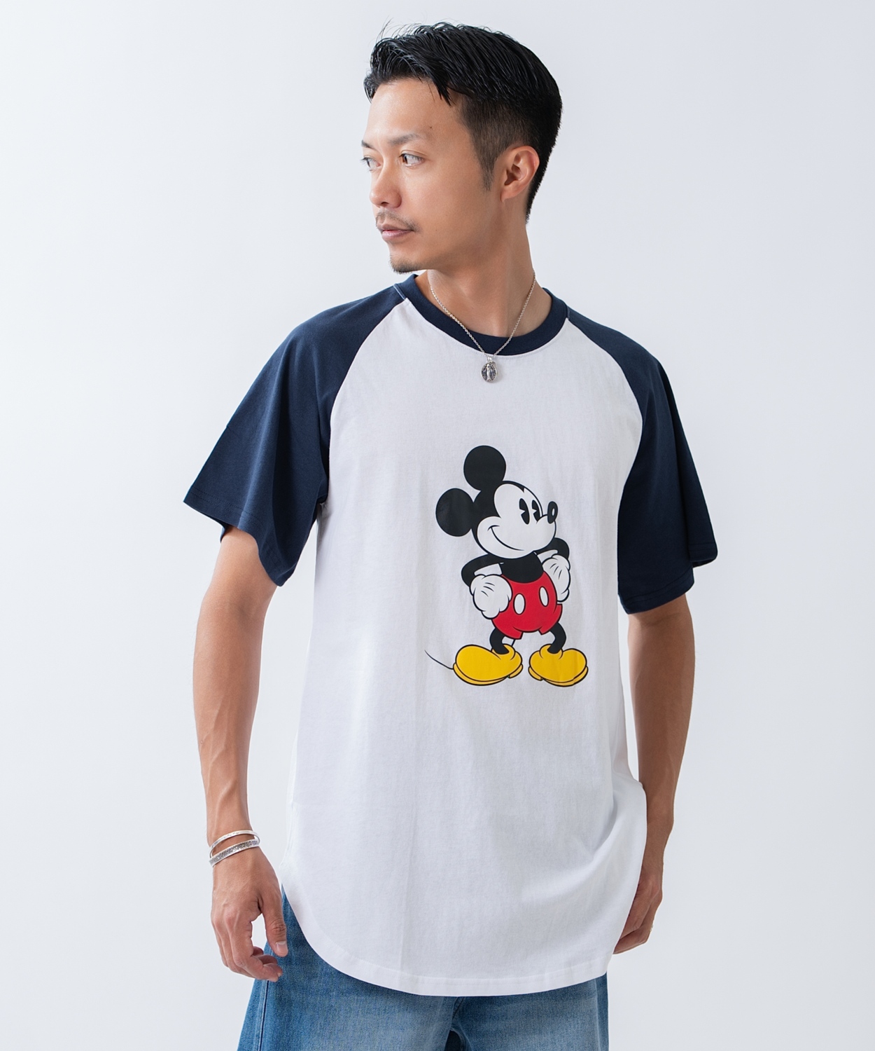 カットソー メンズ ミッキーマウス キャラT キャラクター 半袖 Tシャツ トップス ラグラン 綿100％ カジュアル アメカジ ストリート スケーター 古着MIX | improves | 01
