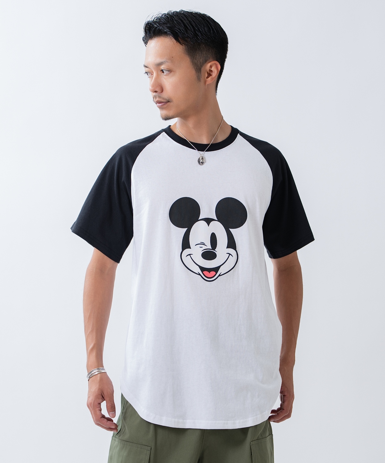 カットソー メンズ ミッキーマウス キャラT キャラクター 半袖 Tシャツ トップス ラグラン 綿100％ カジュアル アメカジ ストリート スケーター 古着MIX | improves | 01