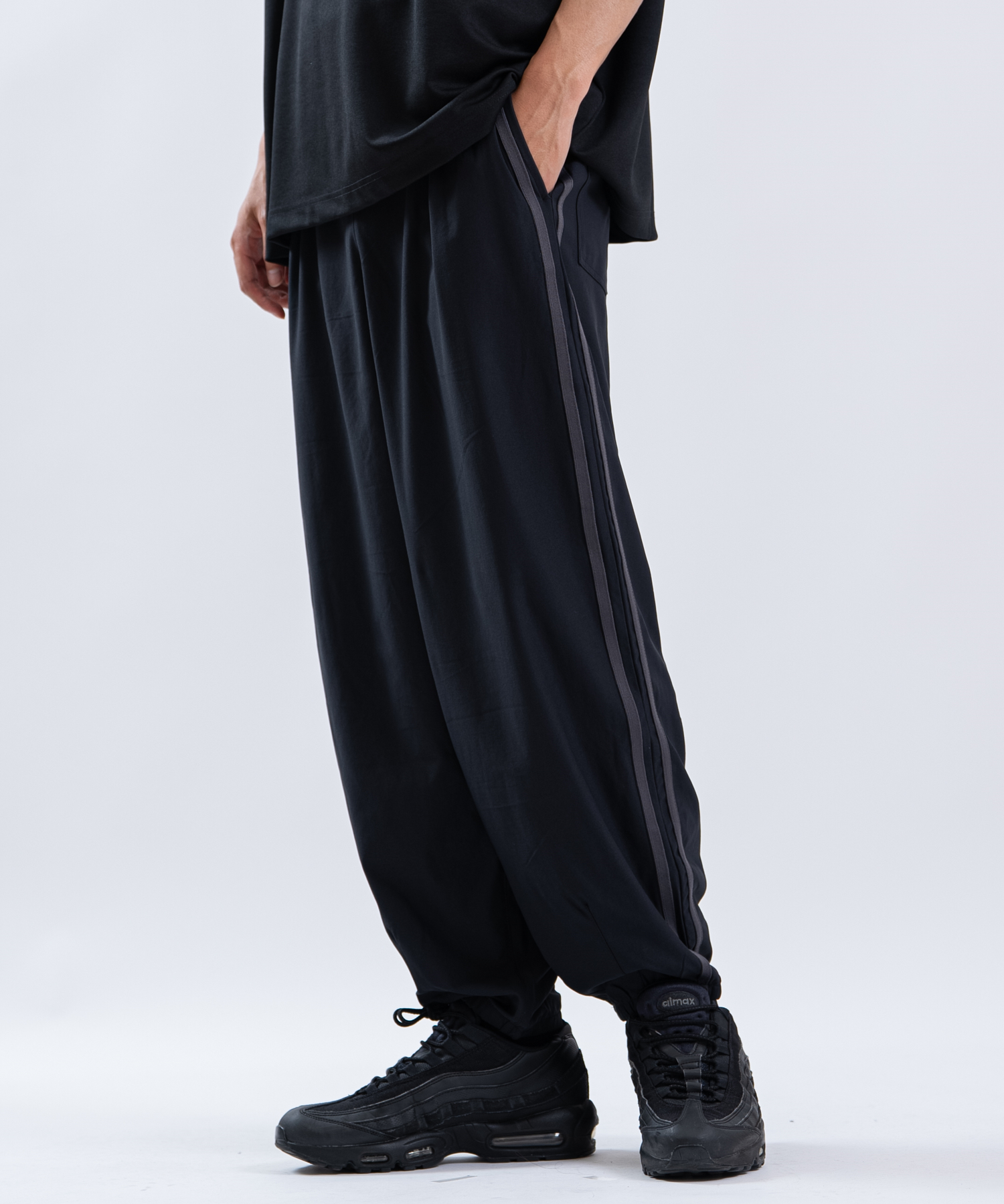 ワイドパンツ メンズ タックパンツ トラックパンツ バルーンパンツ サイドライン イージーパンツ ルーズ ストリート ユニセックス | improves | 05