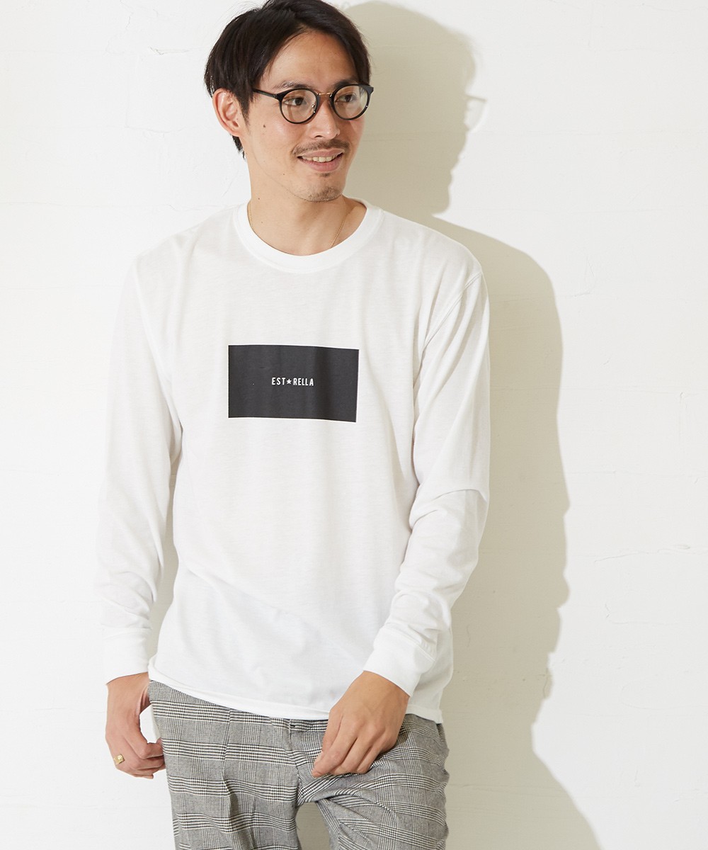 ボックスロゴ ロンT メンズ Tシャツ 長袖 ロンティー ロングTシャツ カットソー ストリート サーフ系 長袖Tシャツ ホワイト  :50048:improves インプローブス - 通販 - Yahoo!ショッピング