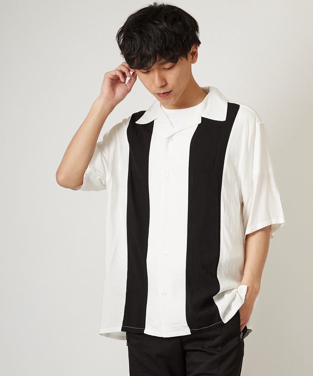 開襟シャツ 半袖 メンズ レーヨン シャツ オープンカラーシャツ ボーリングシャツ 半袖シャツ ホワイト ブラック 白 黒 きれいめ Improves インプローブス 通販 Yahoo ショッピング