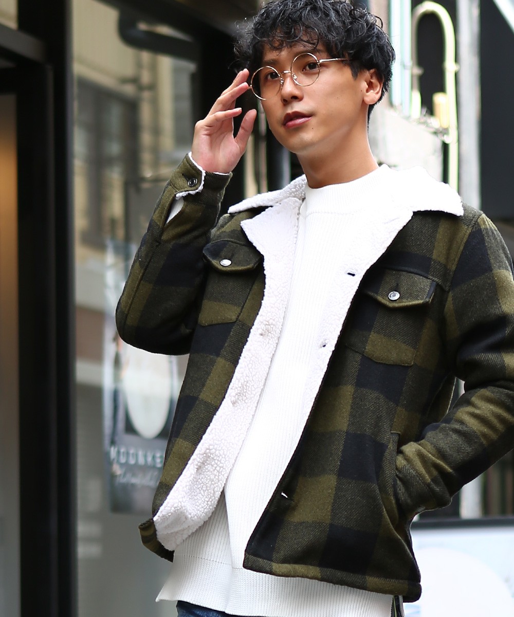 ランチジャケット メンズ メルトン 裏ボア ランチコート ジャケット あったか 暖かい チェック柄 ブロックチェック ジャンパー ジャンバー Improves Improves インプローブス 通販 Yahoo ショッピング