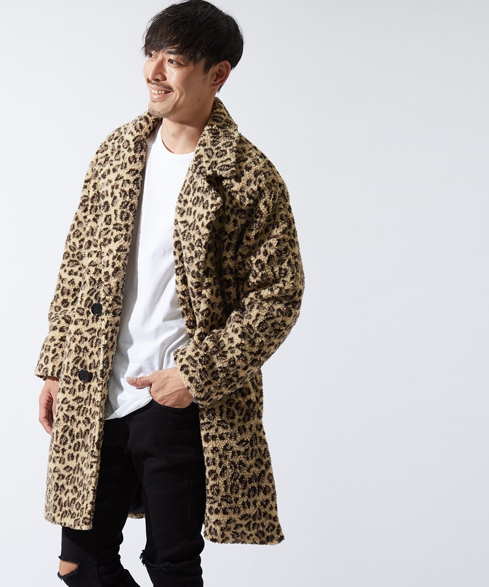 チェスターコート メンズ ボアコート ビッグシルエット ゆったり 大きいサイズ オーバーサイズ ロング丈 ロングコート 無地 豹柄 ヒョウ柄 Improves Improves インプローブス 通販 Yahoo ショッピング
