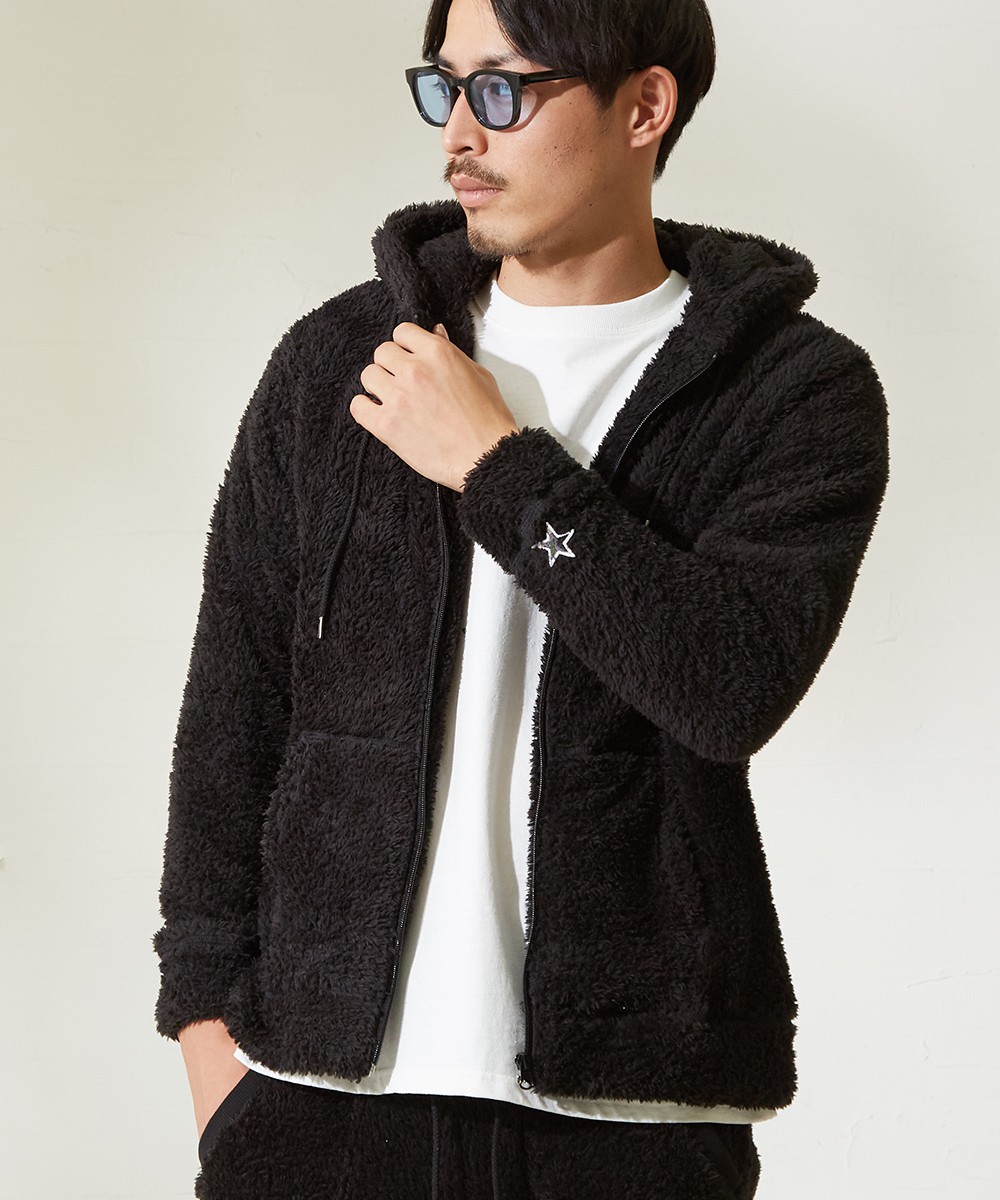 マイクロフリース ボア パーカー メンズ ジップアップパーカー ジップパーカー もこもこ ブラック ホワイト キャメル 黒 白 Improves Improves インプローブス 通販 Yahoo ショッピング