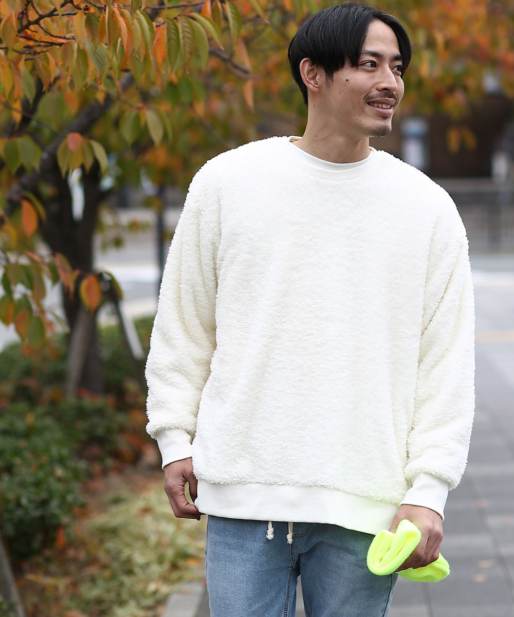 マイクロフリース ボア トレーナー メンズ サイドジップ もこもこ ブラック ホワイト キャメル ベージュ ブラウン 黒 白 Improves Improves インプローブス 通販 Yahoo ショッピング