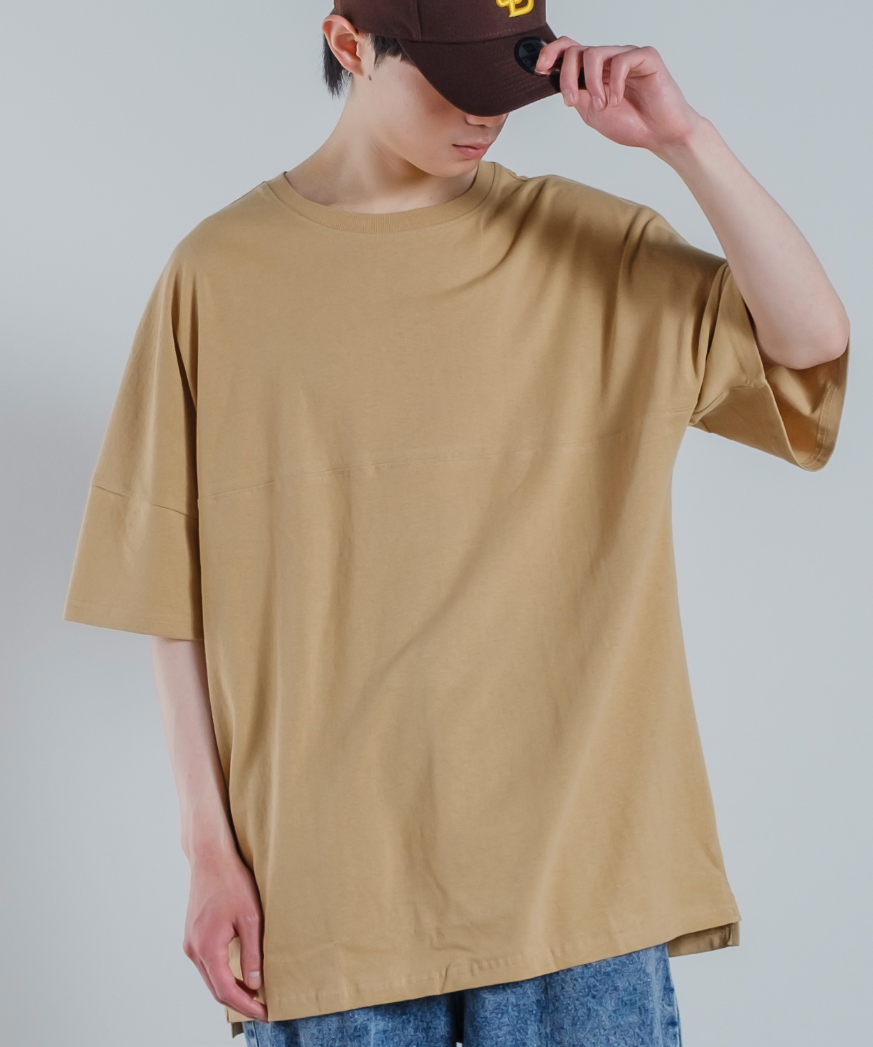 ビッグtシャツ メンズ 無地 ビッグシルエット バイカラー クルーネック 半袖 Tシャツ フットボール オーバーサイズ Improves インプローブス 通販 Yahoo ショッピング