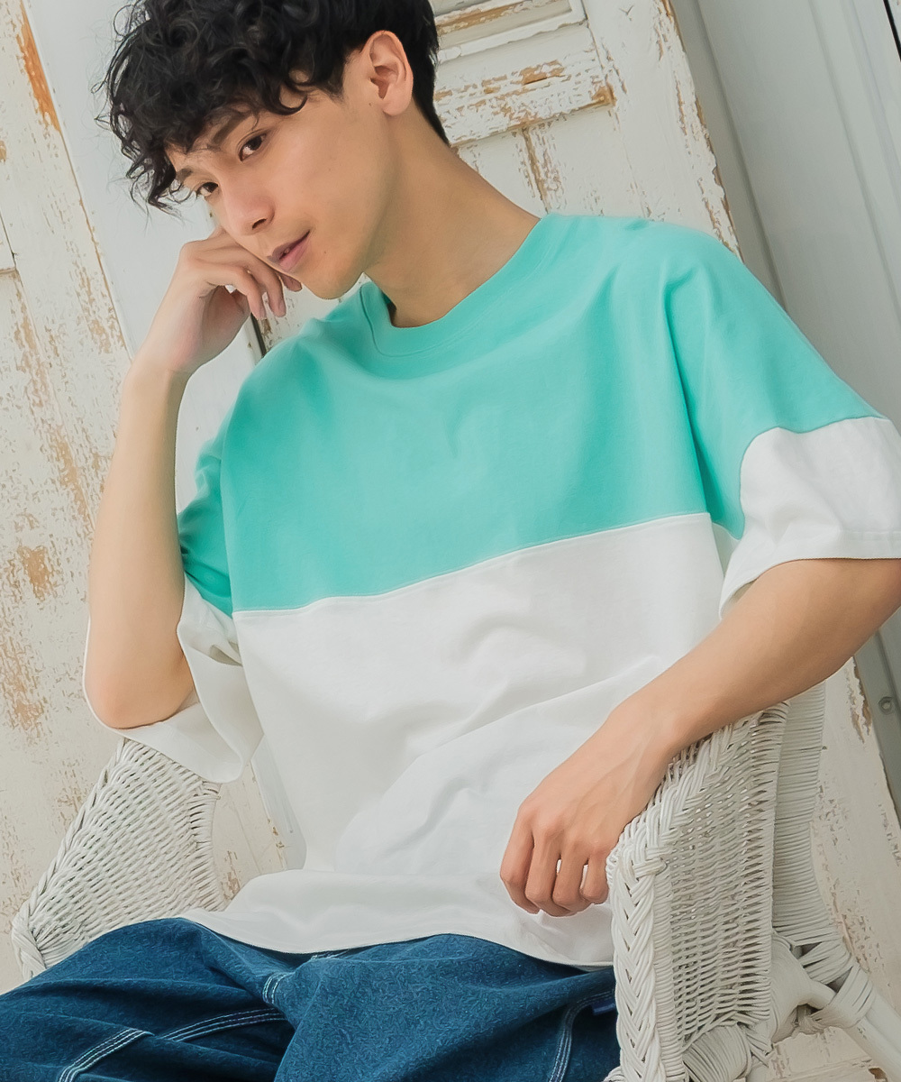 ビッグtシャツ メンズ 無地 ビッグシルエット バイカラー クルーネック 半袖 Tシャツ フットボール オーバーサイズ Improves インプローブス 通販 Yahoo ショッピング