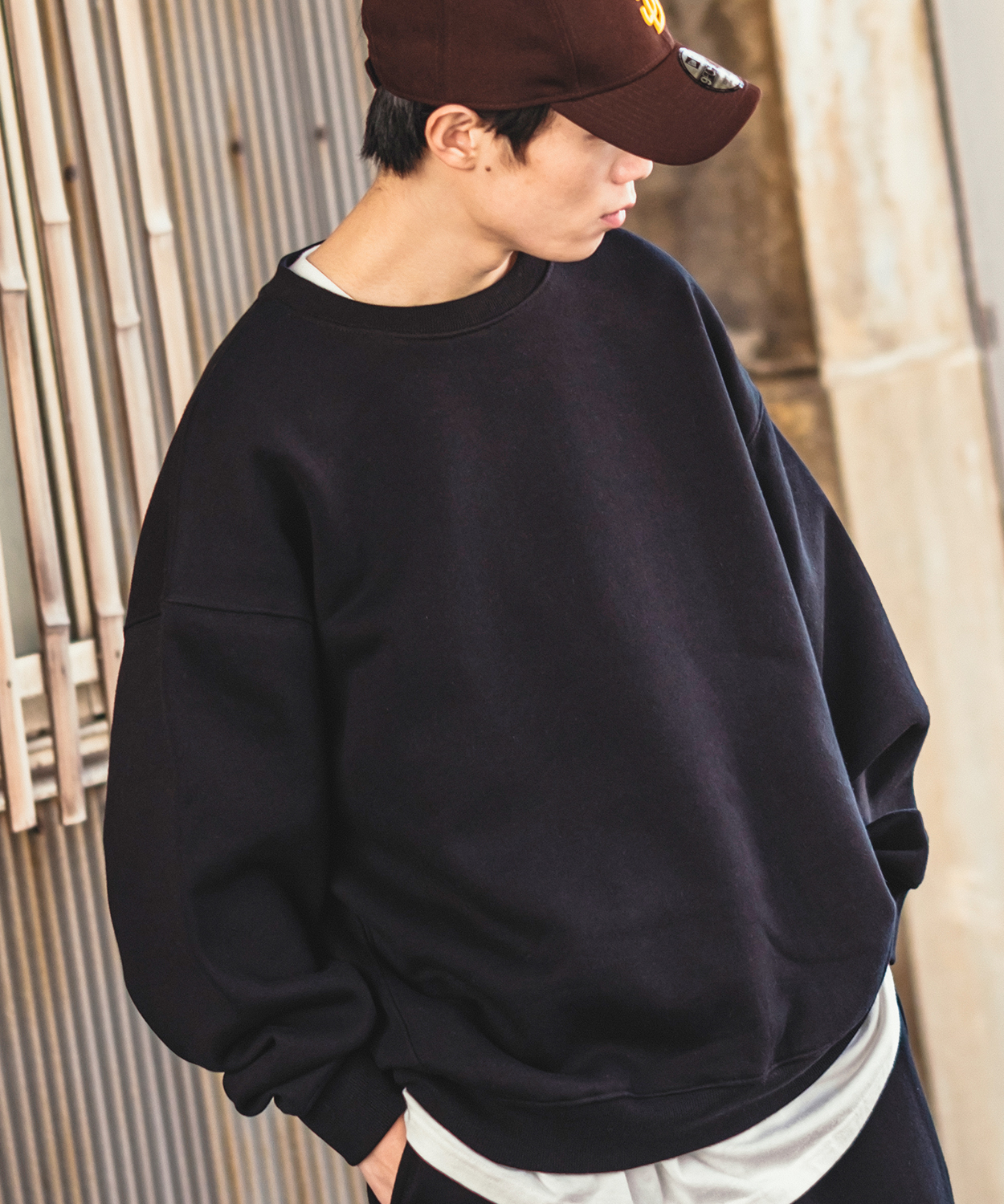 トレーナー メンズ 13.4オンス ヘビーウエイト 裏起毛 クルーネック スウェット スエット オーバーサイズ シンプル 古着MIX スポーティー ストリート | improves | 02