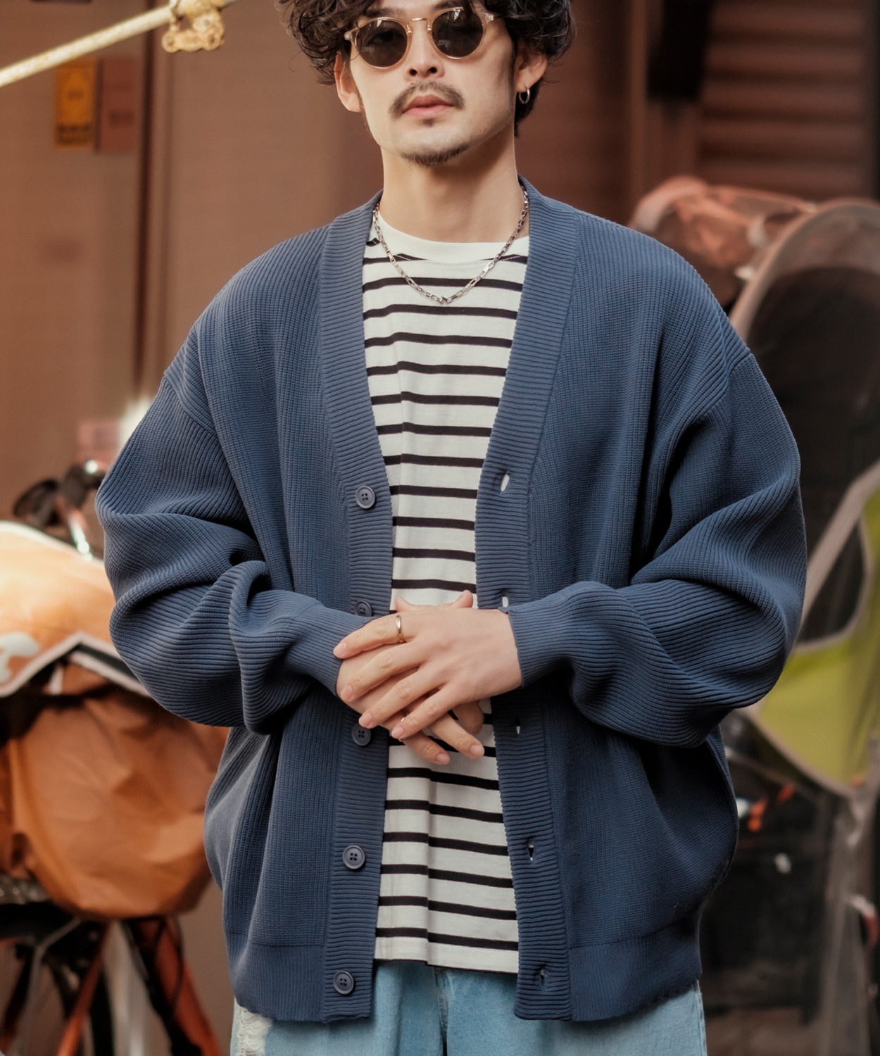 カーディガン メンズ Vネック ニット オーバーサイズ ビッグシルエット 大きいサイズ ゆったり シンプル ベーシック ユニセックス 古着MIX カジュアル | improves | 04