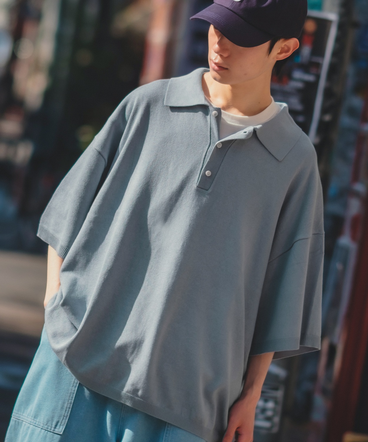 ポロシャツ メンズ NULL ヌル ニット レギュラーカラー シャツ 半袖 無地 ビッグサイズ オーバーサイズ シンプル ベーシック 古着MIX ストリート スケーター | improves | 05