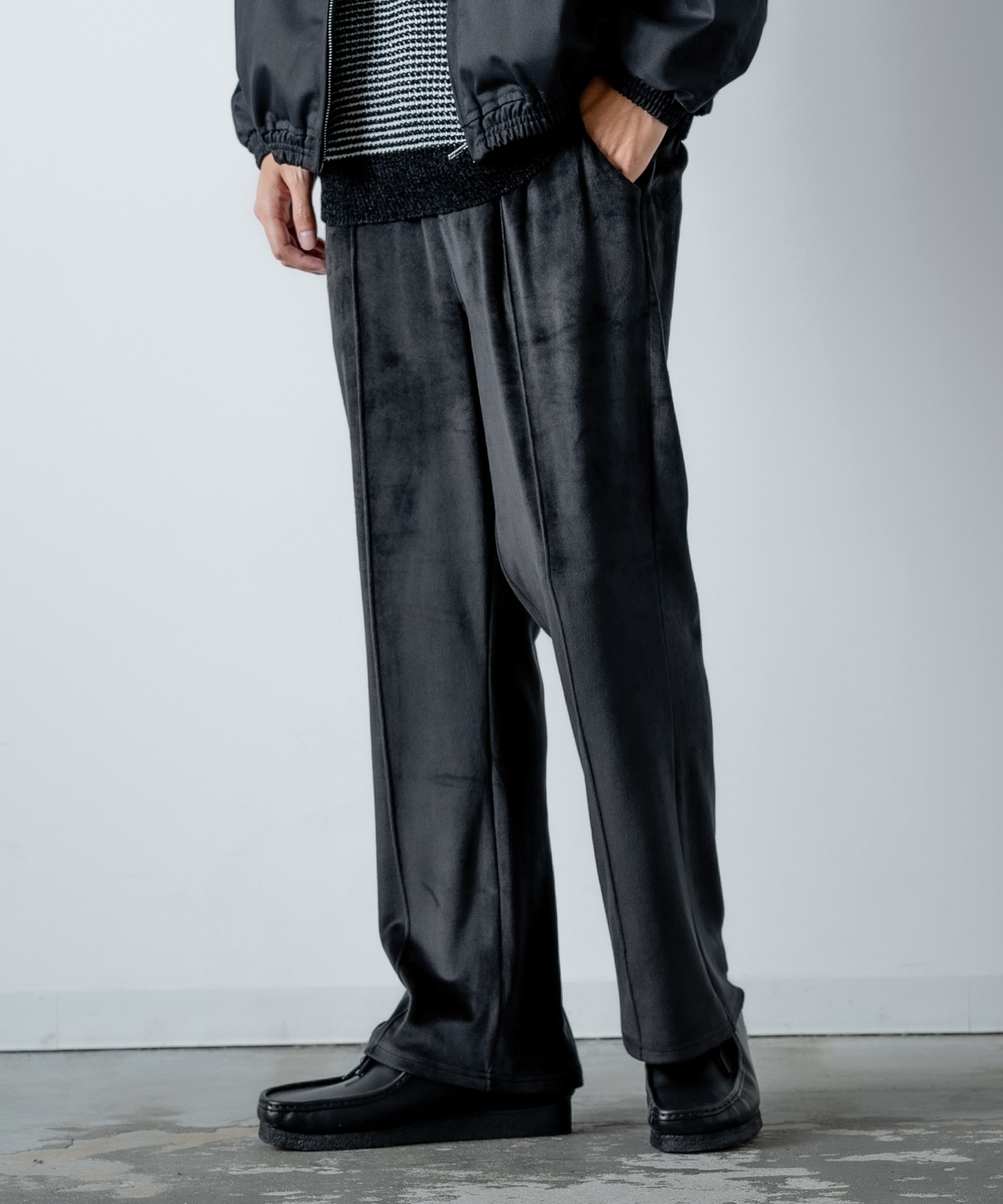 ベロアパンツ メンズ  UAU ワオ ストレート イージーパンツ ワンマイルウェア カジュアル ストリート 韓国ファッション 古着MIX レトロ | improves | 03