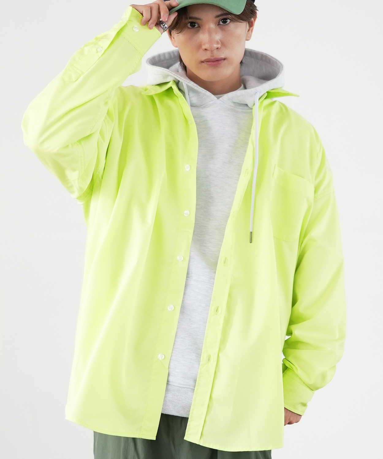 長袖シャツ メンズ NULL ヌル 無地 レギュラーカラー 速乾 接触冷感 イージーケア ビッグサイズ オーバーサイズ 大きめ アメカジ カジュアル ストリート 韓国 | improves | 05