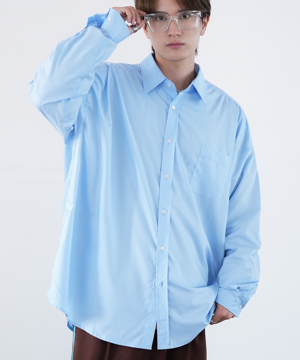 長袖シャツ メンズ NULL ヌル 無地 レギュラーカラー 速乾 接触冷感 イージーケア ビッグサイズ オーバーサイズ 大きめ アメカジ カジュアル ストリート 韓国 | improves | 03