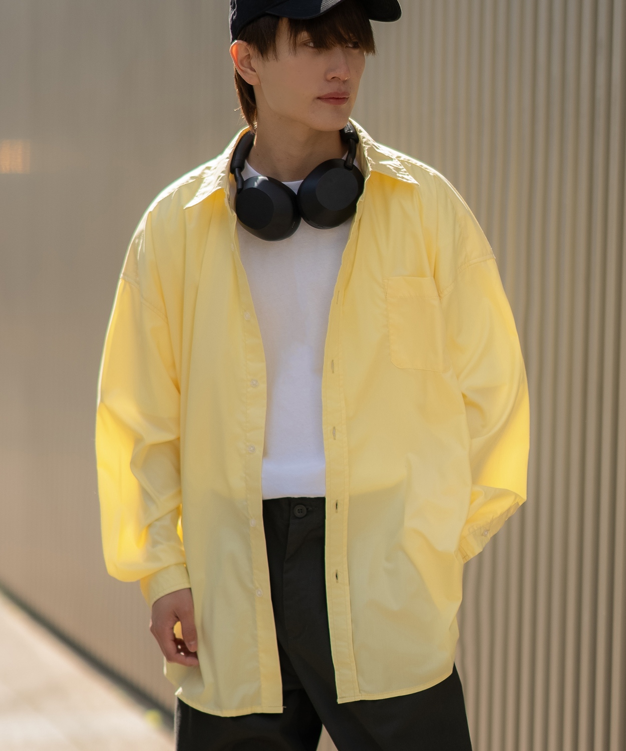 長袖シャツ メンズ NULL ヌル 無地 レギュラーカラー 速乾 接触冷感 イージーケア ビッグサイズ オーバーサイズ 大きめ アメカジ カジュアル ストリート 韓国 | improves | 07