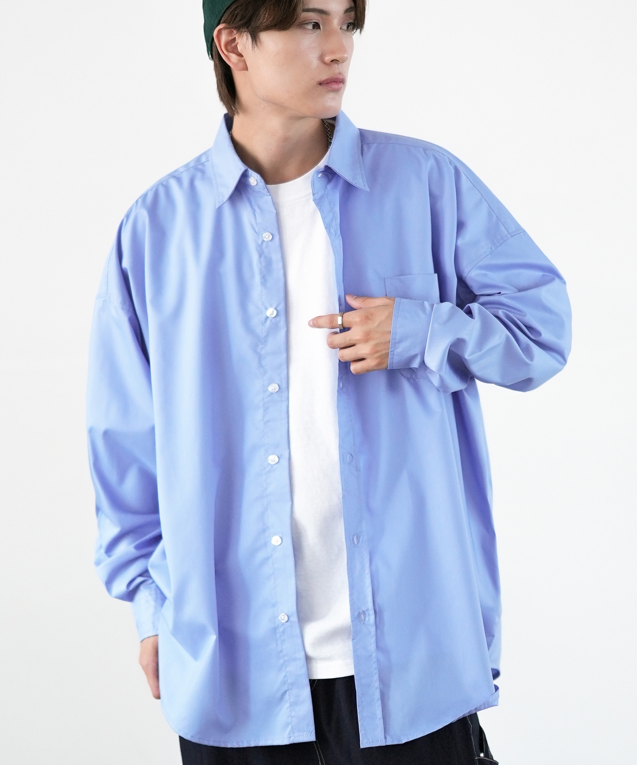 長袖シャツ メンズ NULL ヌル 無地 レギュラーカラー 速乾 接触冷感 イージーケア ビッグサイズ オーバーサイズ 大きめ アメカジ カジュアル ストリート 韓国 | improves | 04