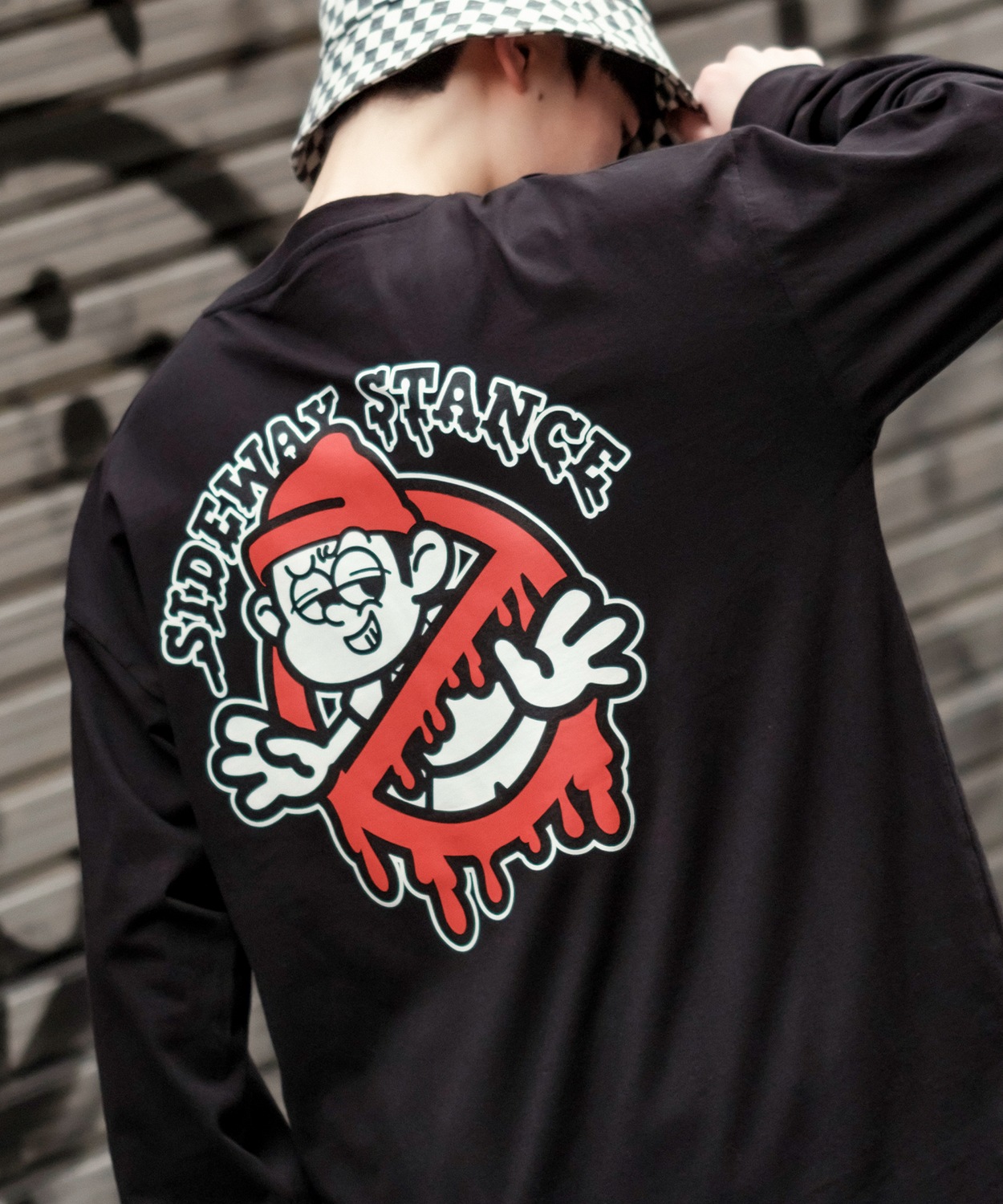 長袖Tシャツ メンズ SIDEWAY STANCE サイドウェイスタンス オリジナルプリント グラフィック バックプリント ロンT 通行止め オーバーサイズ 大きめ | improves | 02