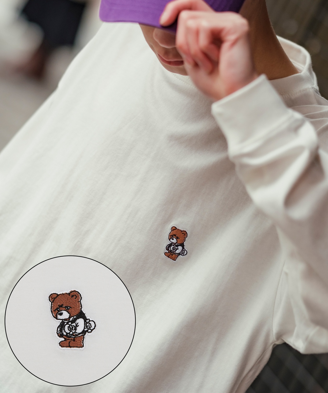 長袖Tシャツ メンズ SIDEWAY STANCE サイドウェイスタンス オリジナル ワンポイント 刺しゅう ロンT カットソー スケータークマ 大きめ アメカジ カジュアル | improves | 01