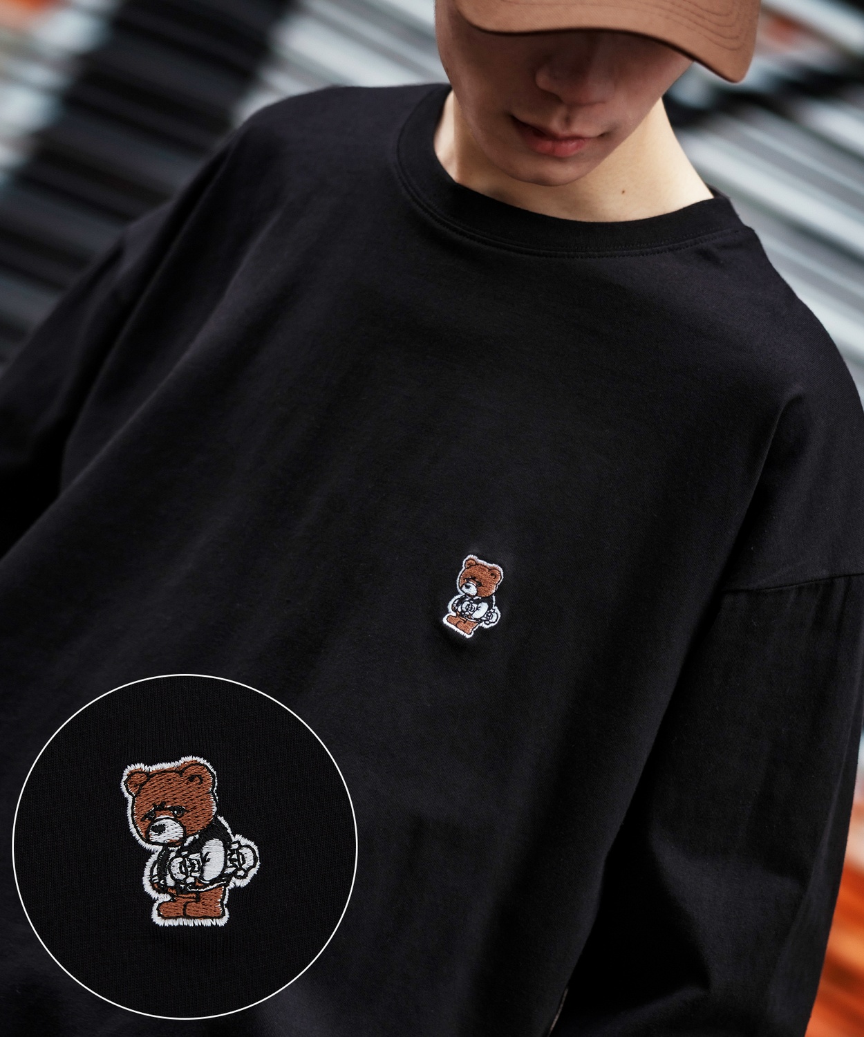 長袖Tシャツ メンズ SIDEWAY STANCE サイドウェイスタンス オリジナル ワンポイント 刺しゅう ロンT カットソー スケータークマ 大きめ アメカジ カジュアル | improves | 02