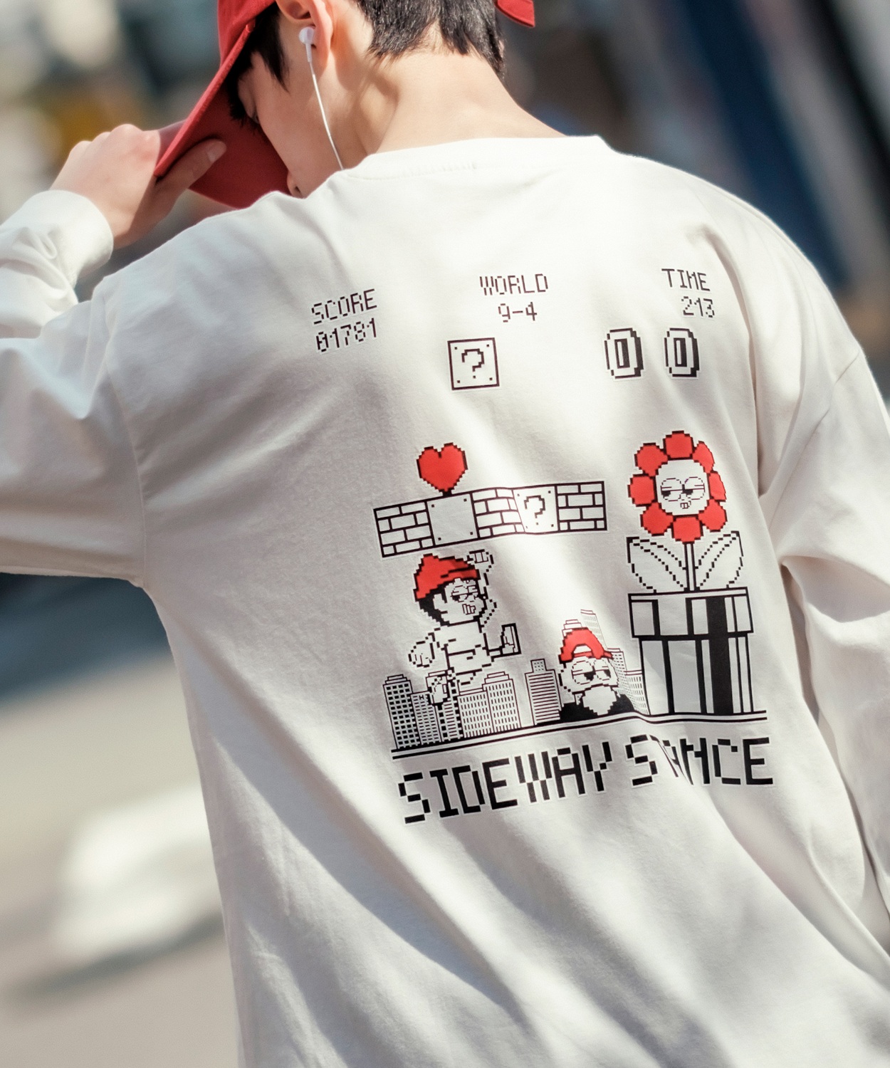 長袖Tシャツ メンズ SIDEWAY STANCE サイドウェイスタンス オリジナルプリント グラフィック ロンT レトロゲーム オーバーサイズ 大きめ｜improves｜02