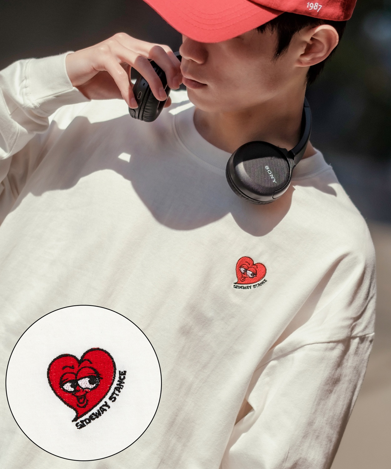 長袖Tシャツ メンズ SIDEWAY STANCE サイドウェイスタンス オリジナル ワンポイント 刺しゅう ロンT カットソー 通行止め バスターズ スケーター | improves | 01