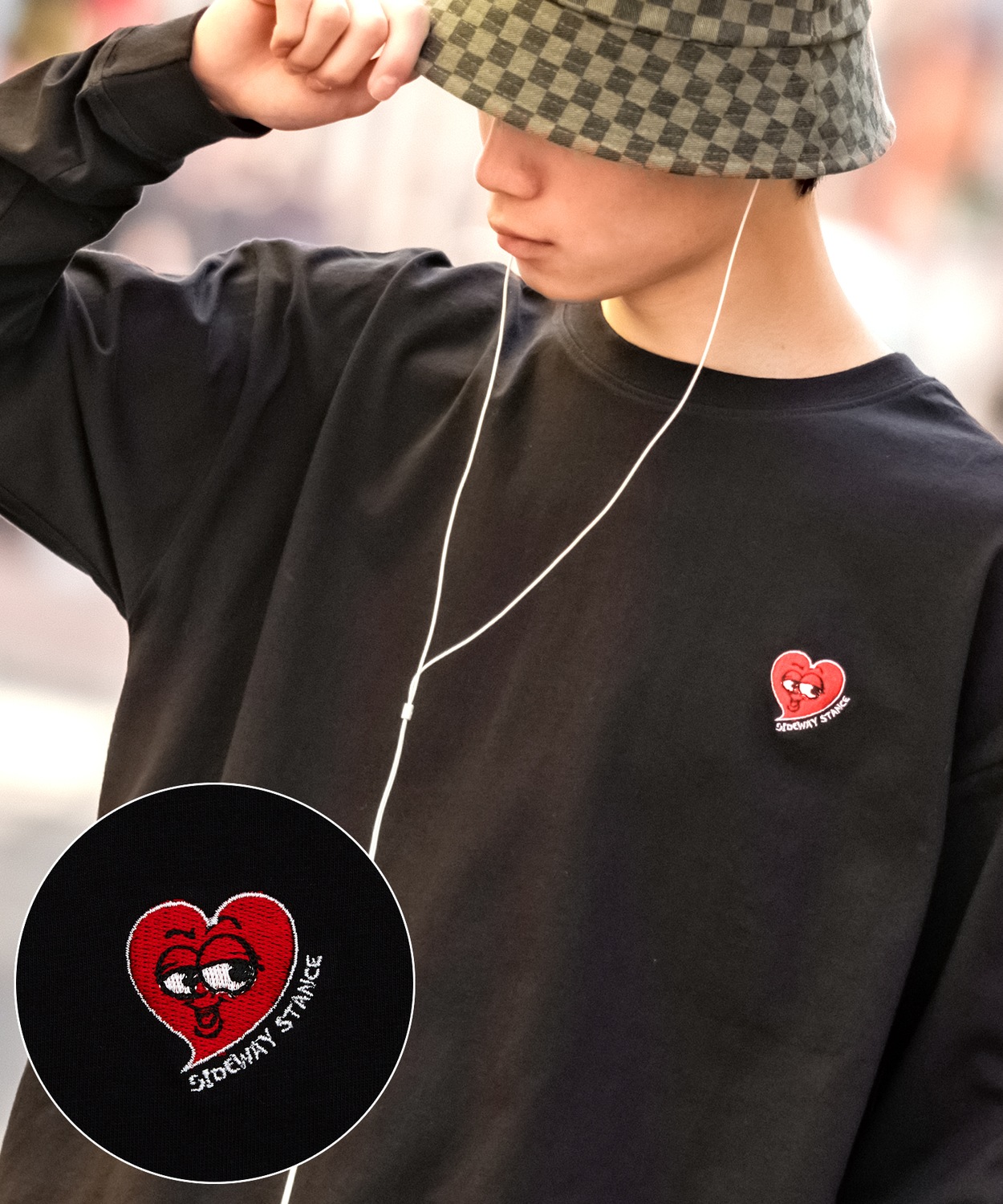 長袖Tシャツ メンズ SIDEWAY STANCE サイドウェイスタンス オリジナル ワンポイント 刺しゅう ロンT カットソー 通行止め バスターズ スケーター | improves | 02