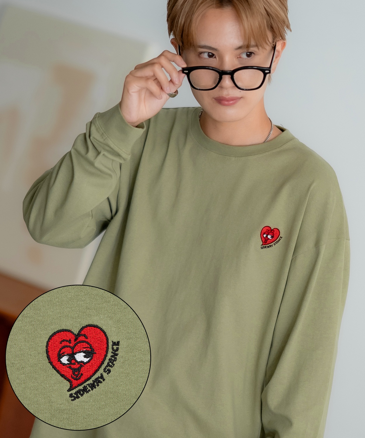 長袖Tシャツ メンズ SIDEWAY STANCE サイドウェイスタンス オリジナル ワンポイント 刺しゅう ロンT カットソー 通行止め バスターズ スケーター | improves | 03