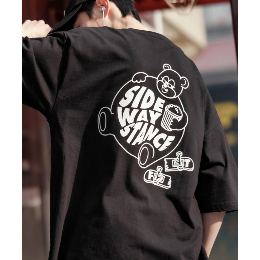 半袖Tシャツ メンズ SIDEWAY STANCE サイドウェイスタンス オリジナルプリント グラフィック スケボー クマ マスコット ロゴ オーバーサイズ 大きめ｜improves｜04