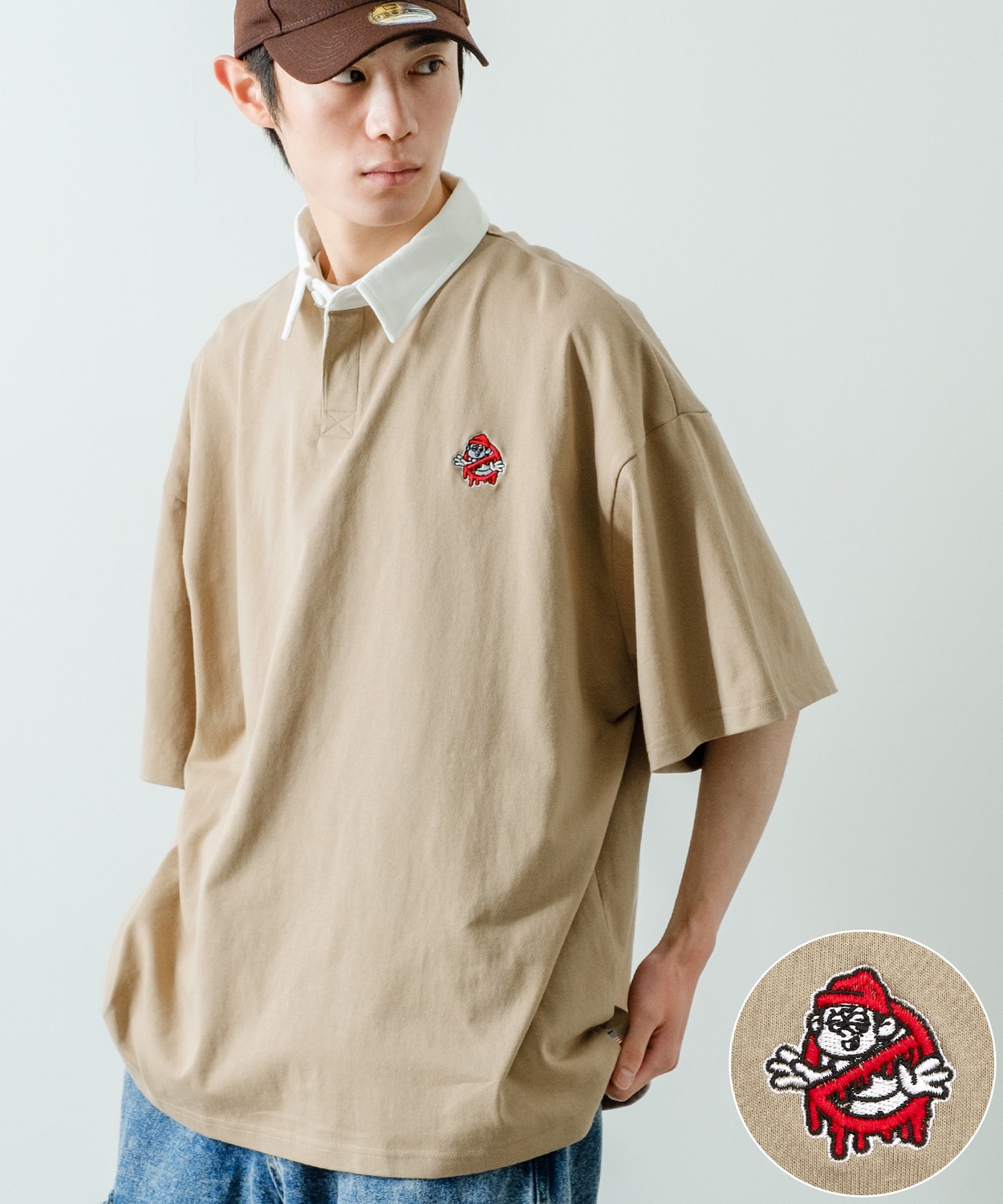 ポロシャツ メンズ SIDEWAY STANCE サイドウェイスタンス USコットン アメリカ綿 半袖 ワンポイント 刺しゅう バスターズ ビッグサイズ オーバーサイズ 古着MIX | improves | 01