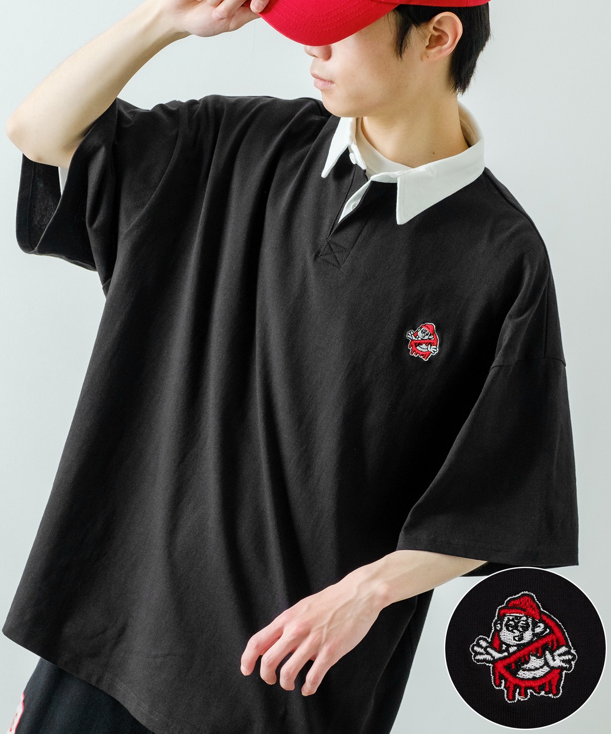 ポロシャツ メンズ SIDEWAY STANCE サイドウェイスタンス USコットン アメリカ綿 半袖 ワンポイント 刺しゅう バスターズ ビッグサイズ オーバーサイズ 古着MIX | improves | 04