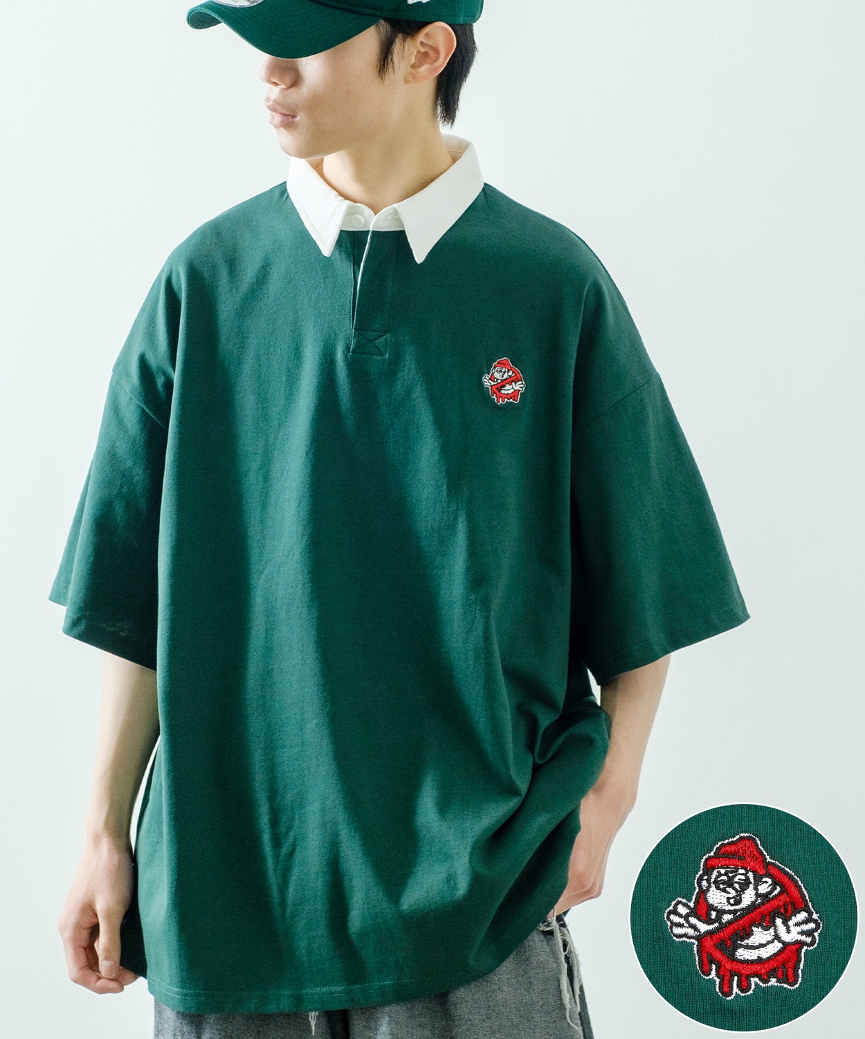 ポロシャツ メンズ SIDEWAY STANCE サイドウェイスタンス USコットン アメリカ綿 半袖 ワンポイント 刺しゅう バスターズ ビッグサイズ オーバーサイズ 古着MIX | improves | 02