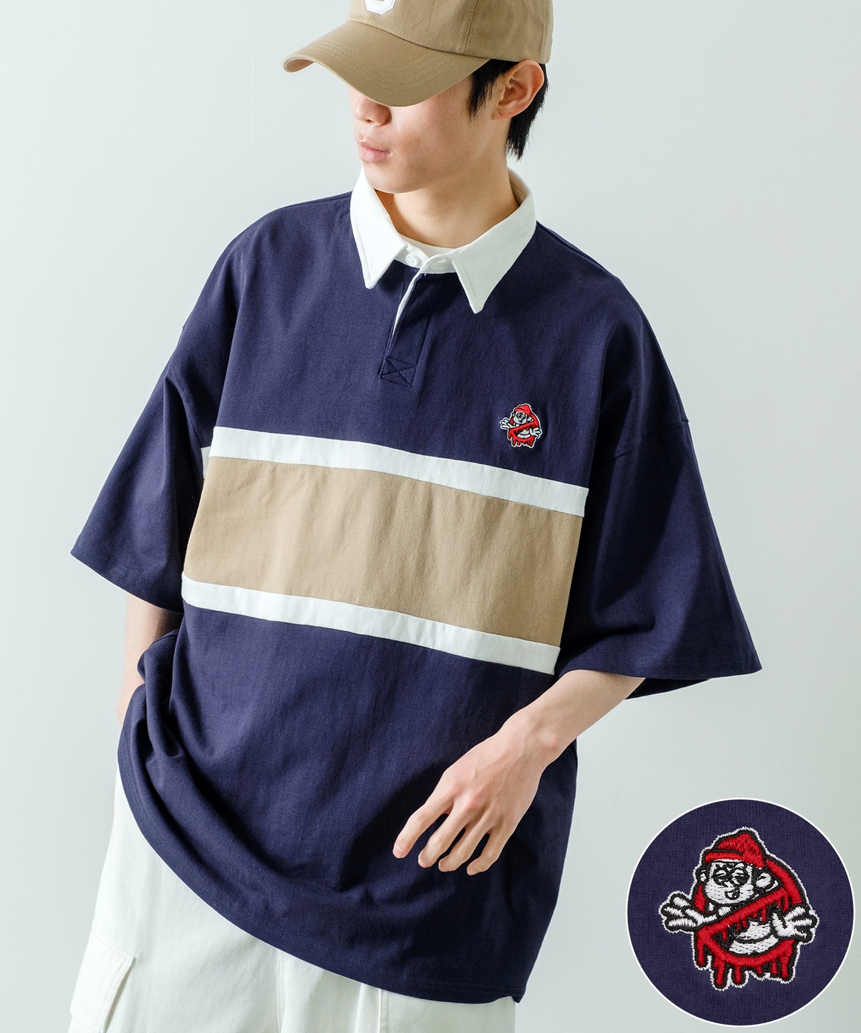 ポロシャツ メンズ SIDEWAY STANCE サイドウェイスタンス USコットン アメリカ綿 半袖 ワンポイント 刺しゅう バスターズ ビッグサイズ オーバーサイズ 古着MIX | improves | 03