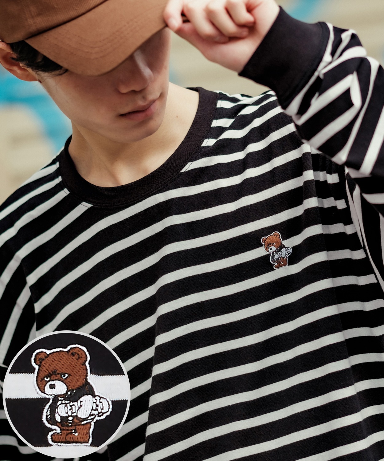 長袖Tシャツ メンズ SIDEWAY STANCE サイドウェイスタンス オリジナル ワンポイント 刺しゅう ロンT カットソー ボーダー 大きめ カジュアル スケーター | improves | 04