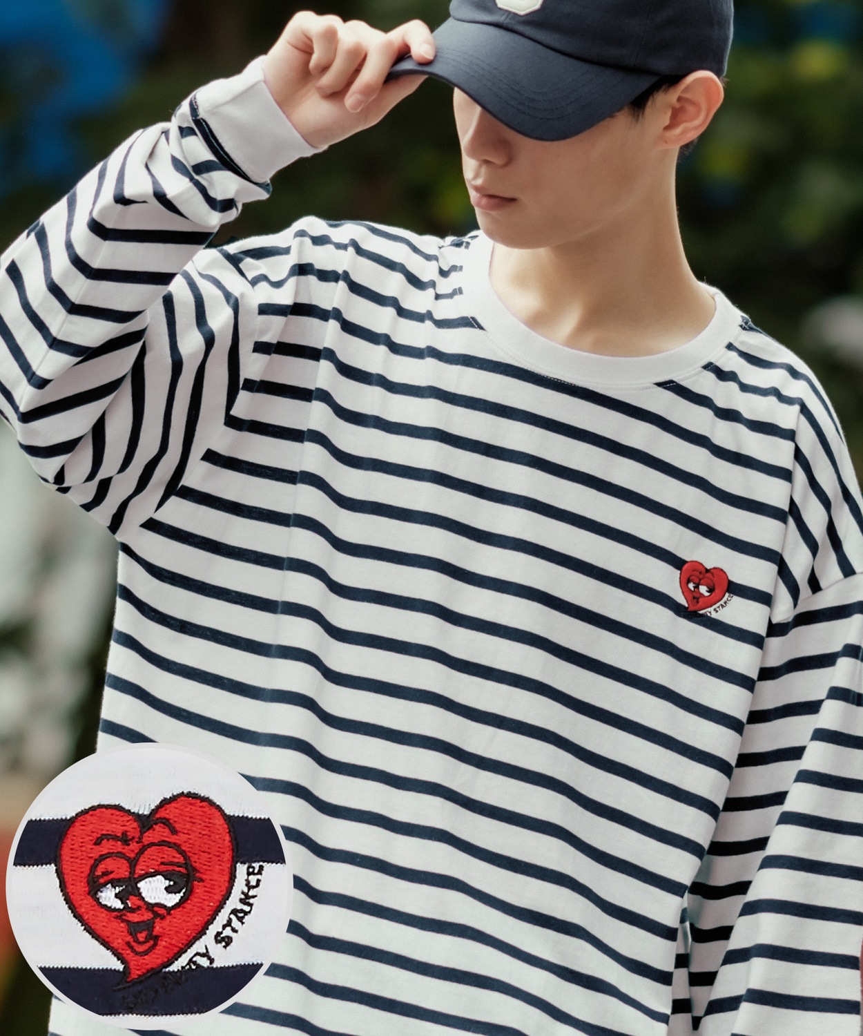 長袖Tシャツ メンズ SIDEWAY STANCE サイドウェイスタンス オリジナル ワンポイント 刺しゅう ロンT カットソー ボーダー 大きめ カジュアル スケーター | improves | 05