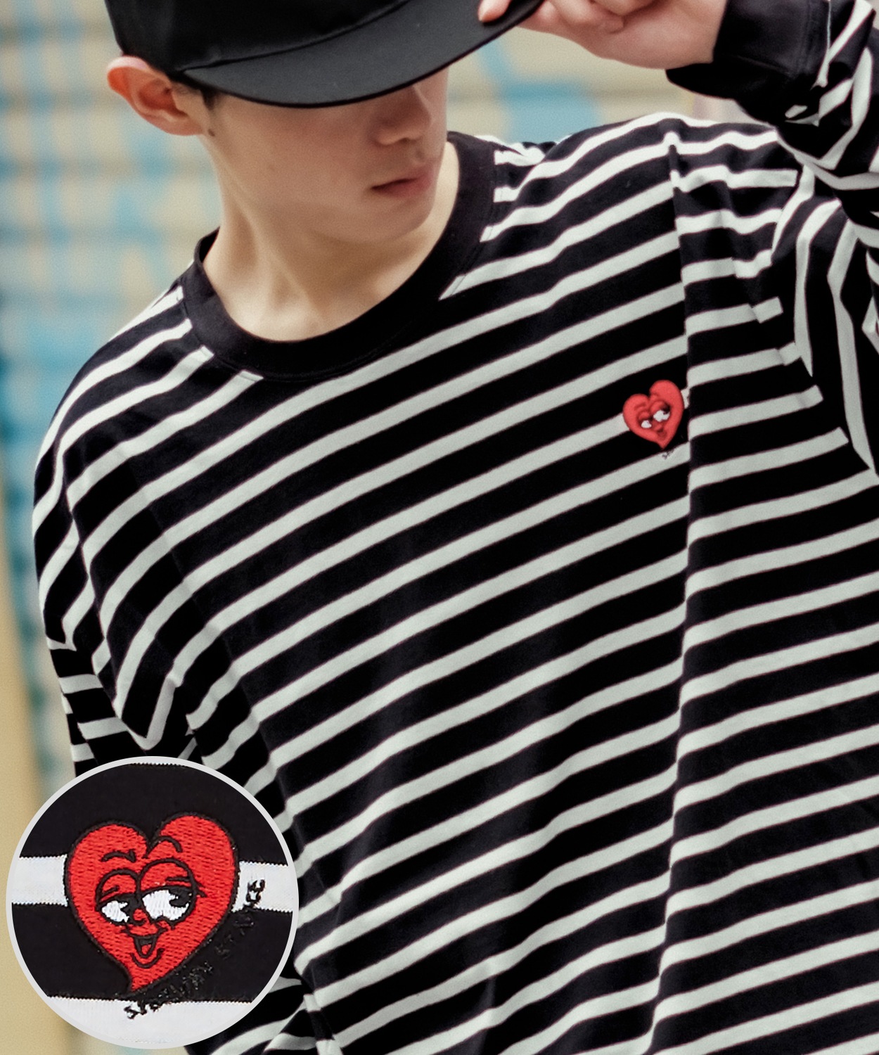 長袖Tシャツ メンズ SIDEWAY STANCE サイドウェイスタンス オリジナル ワンポイント 刺しゅう ロンT カットソー ボーダー 大きめ カジュアル スケーター | improves | 06