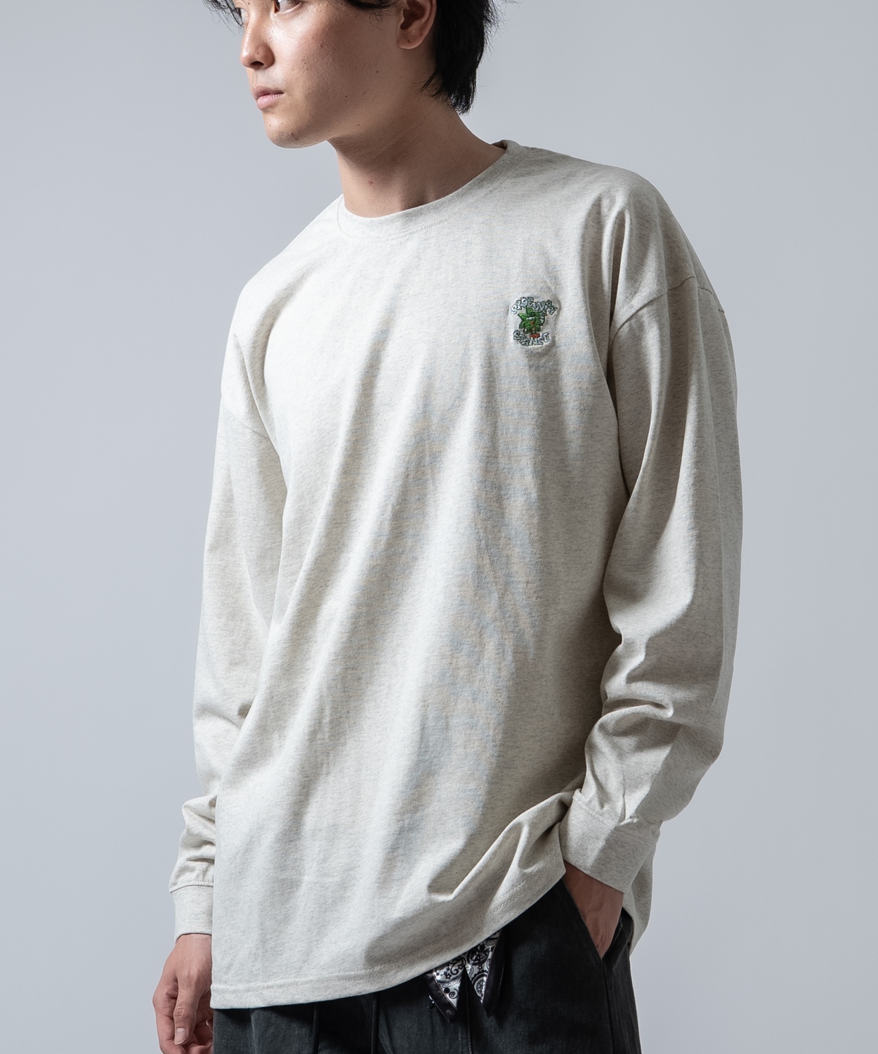 長袖Tシャツ メンズ SIDEWAY STANCE サイドウェイスタンス オリジナル ワンポイント 刺しゅう ロンT カットソー ヘンプリーフ スケーター | improves | 04