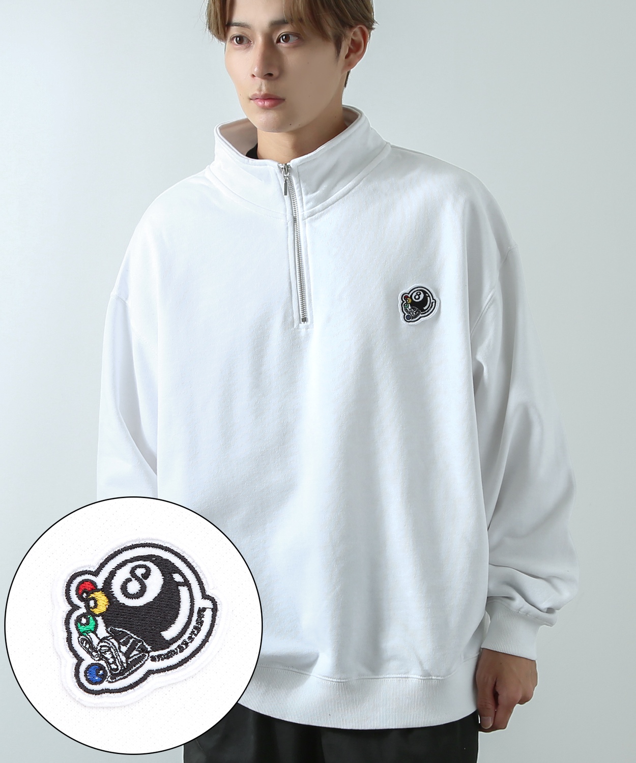 トレーナー メンズ  SIDEWAY STANCE サイドウェイスタンス オリジナル ワッペン刺しゅう ハーフジップ 裏毛スウェット 大きめ アメカジ スケーター ストリート | improves | 13