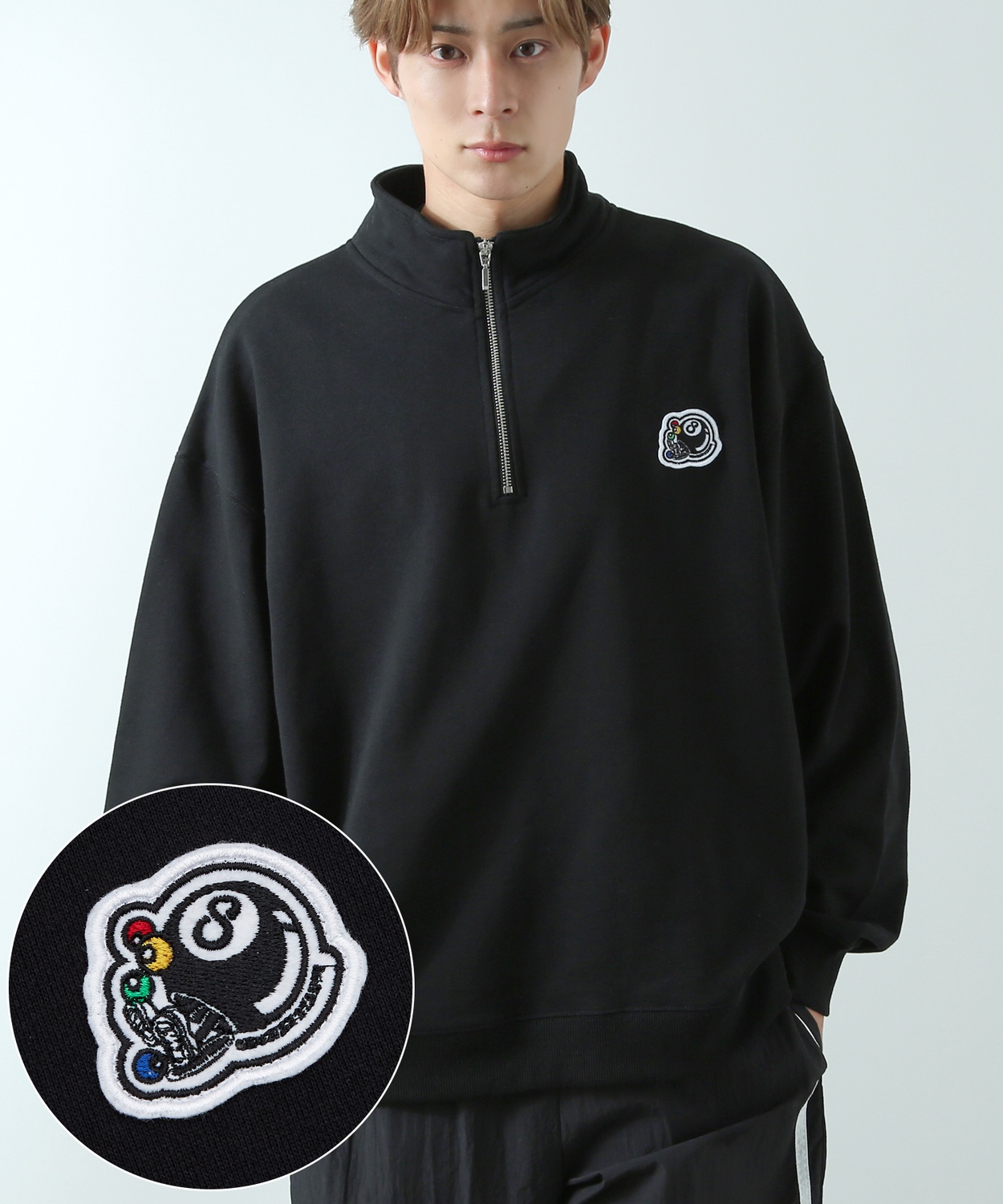 トレーナー メンズ  SIDEWAY STANCE サイドウェイスタンス オリジナル ワッペン刺しゅう ハーフジップ 裏毛スウェット 大きめ アメカジ スケーター ストリート | improves | 14