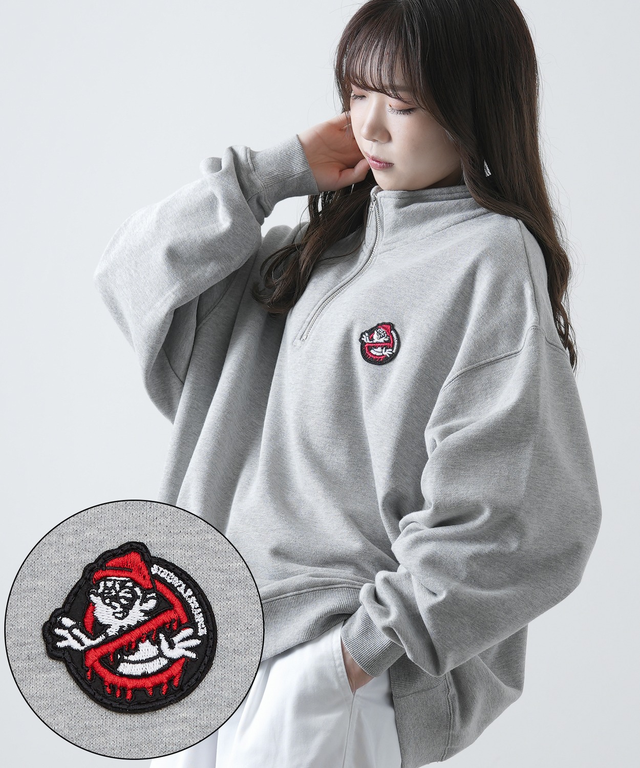 トレーナー メンズ  SIDEWAY STANCE サイドウェイスタンス オリジナル ワッペン刺しゅう ハーフジップ 裏毛スウェット 大きめ アメカジ スケーター ストリート | improves | 03