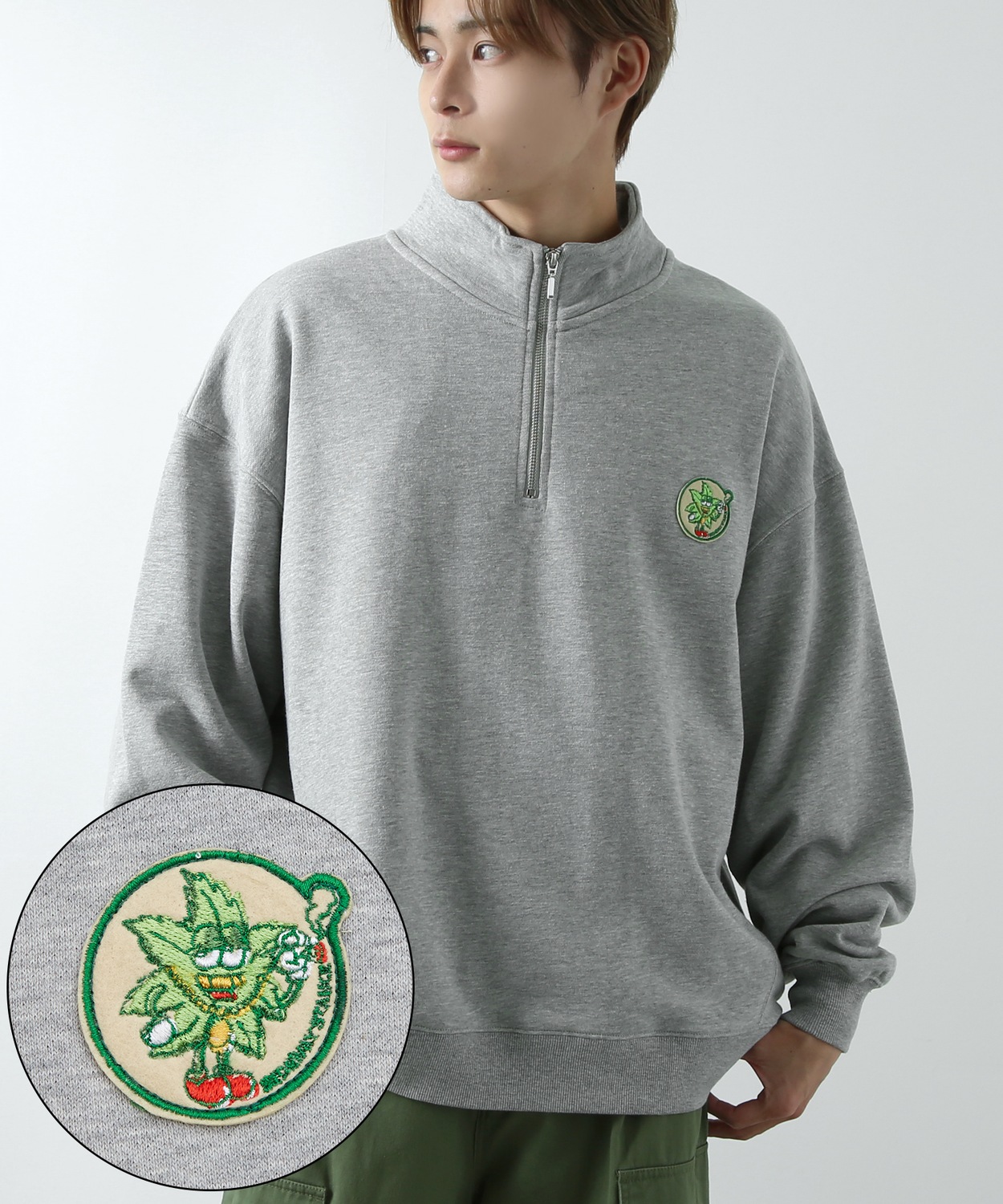 トレーナー メンズ  SIDEWAY STANCE サイドウェイスタンス オリジナル ワッペン刺しゅう ハーフジップ 裏毛スウェット 大きめ アメカジ スケーター ストリート | improves | 07