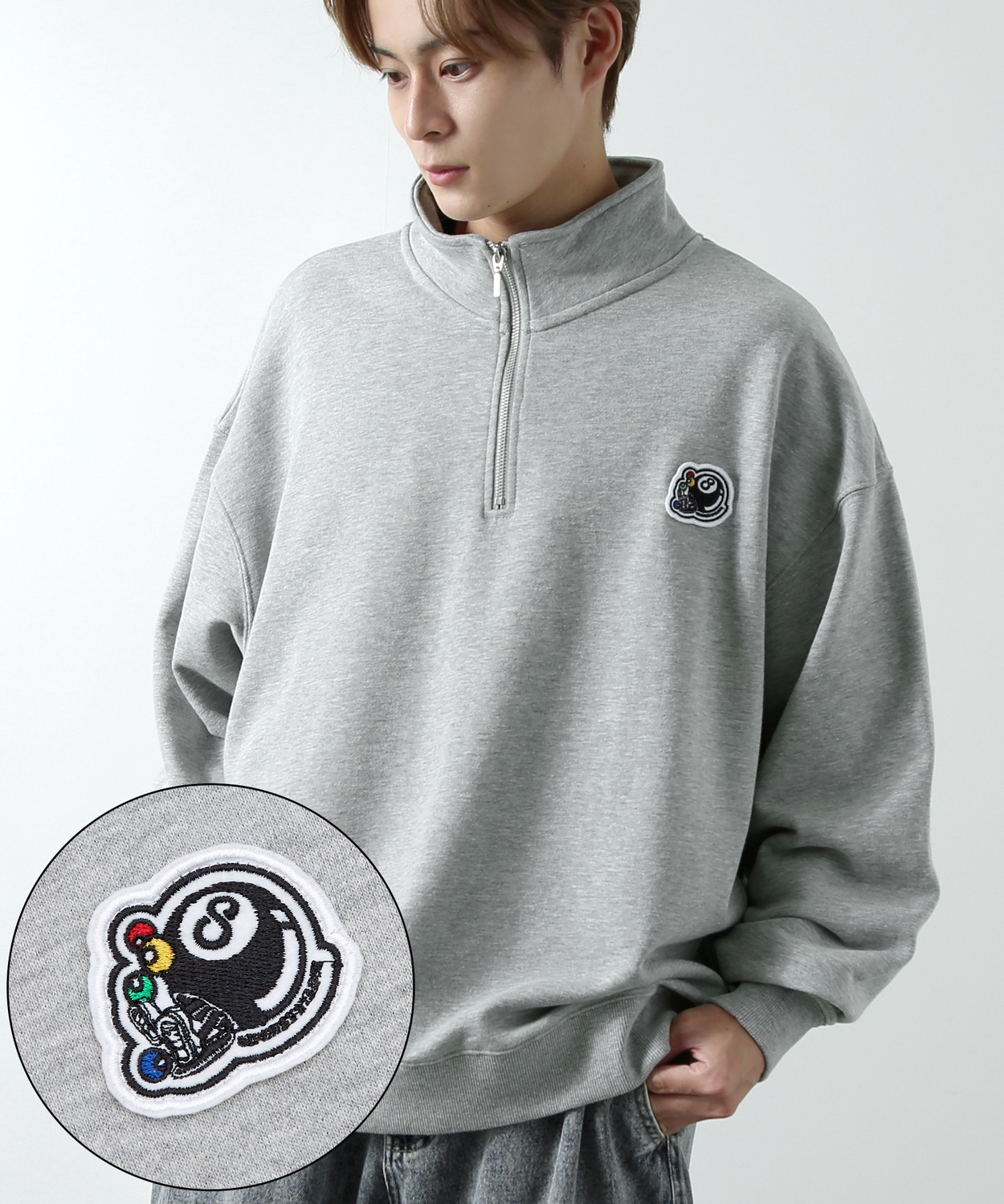 トレーナー メンズ  SIDEWAY STANCE サイドウェイスタンス オリジナル ワッペン刺しゅう ハーフジップ 裏毛スウェット 大きめ アメカジ スケーター ストリート | improves | 15