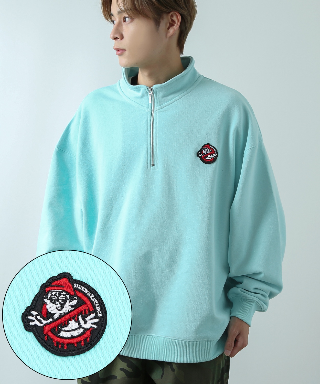 トレーナー メンズ  SIDEWAY STANCE サイドウェイスタンス オリジナル ワッペン刺しゅう ハーフジップ 裏毛スウェット 大きめ アメカジ スケーター ストリート | improves | 04