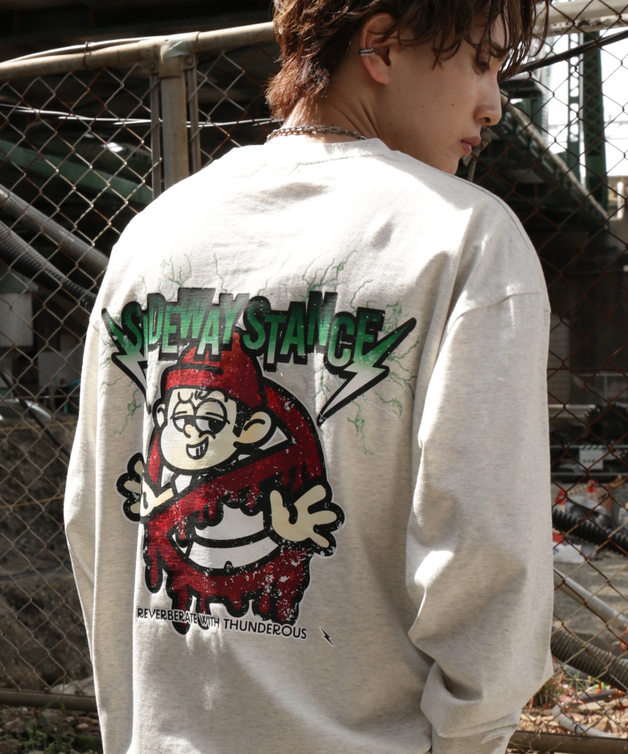 長袖Tシャツ メンズ SIDEWAY STANCE サイドウェイスタンス オリジナルプリント サンダーノーウェイ グラフィック ロンT 大きめ アメカジ スケーター ストリート | improves | 06