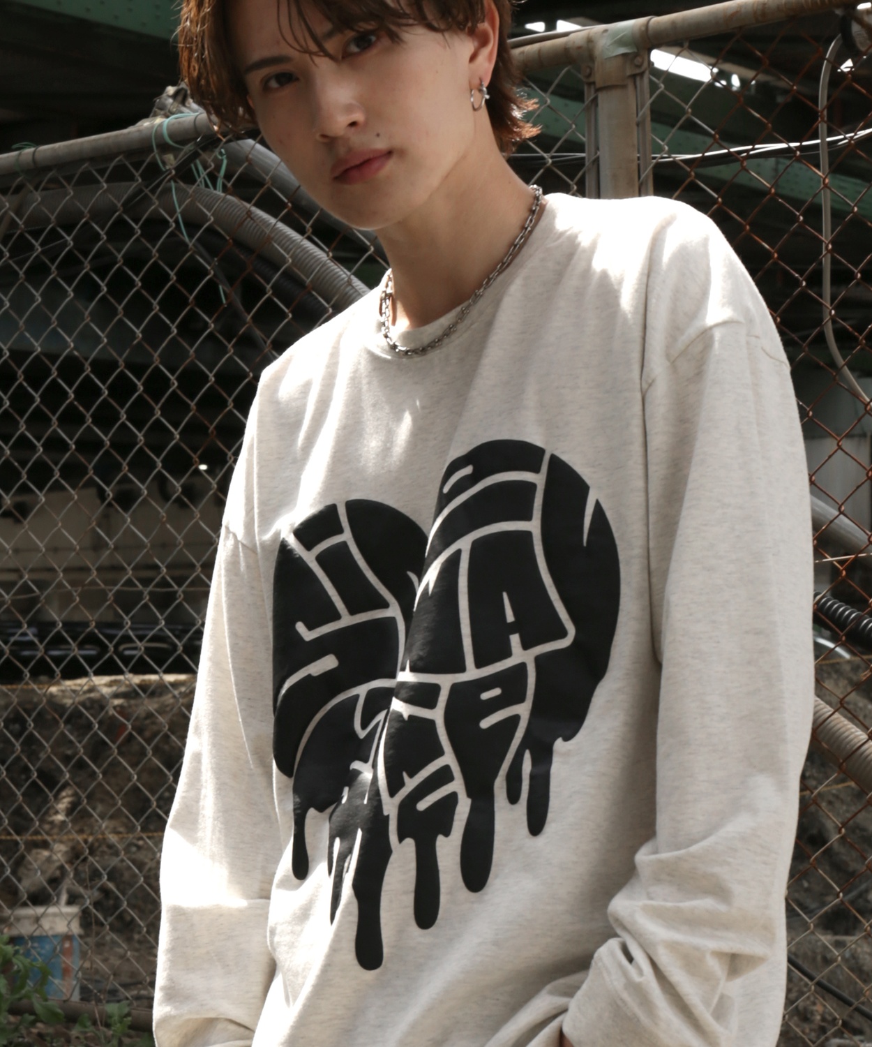 長袖Tシャツ メンズ SIDEWAY STANCE サイドウェイスタンス オリジナルプリント 発泡ハート グラフィック ロンT 大きめ アメカジ スケーター ストリート | improves | 04