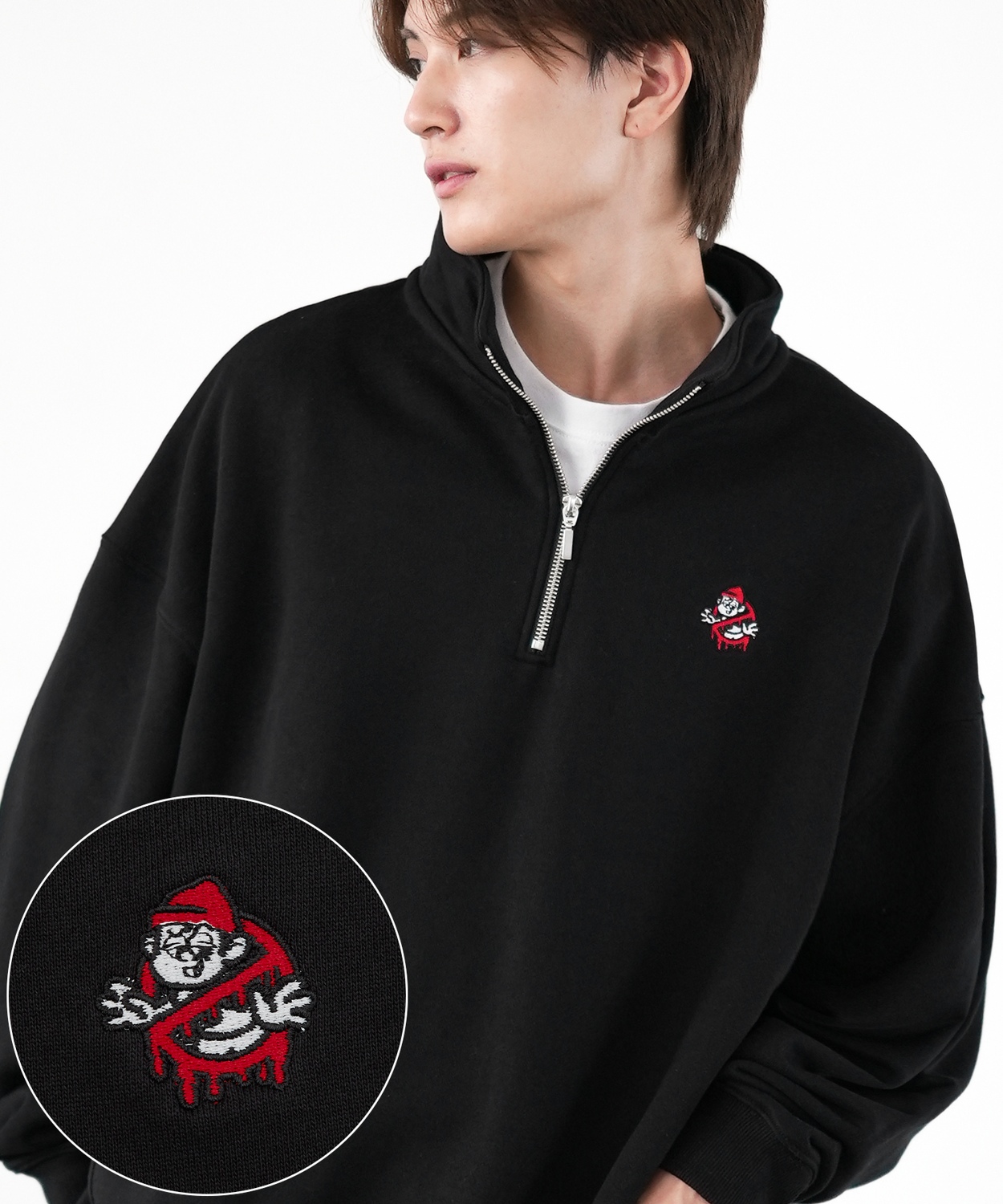 トレーナー メンズ SIDEWAY STANCE サイドウェイスタンス ワンポイント刺しゅう ハーフジップ 裏毛スウェット 大きめ アメカジ スケーター ストリート | improves | 09