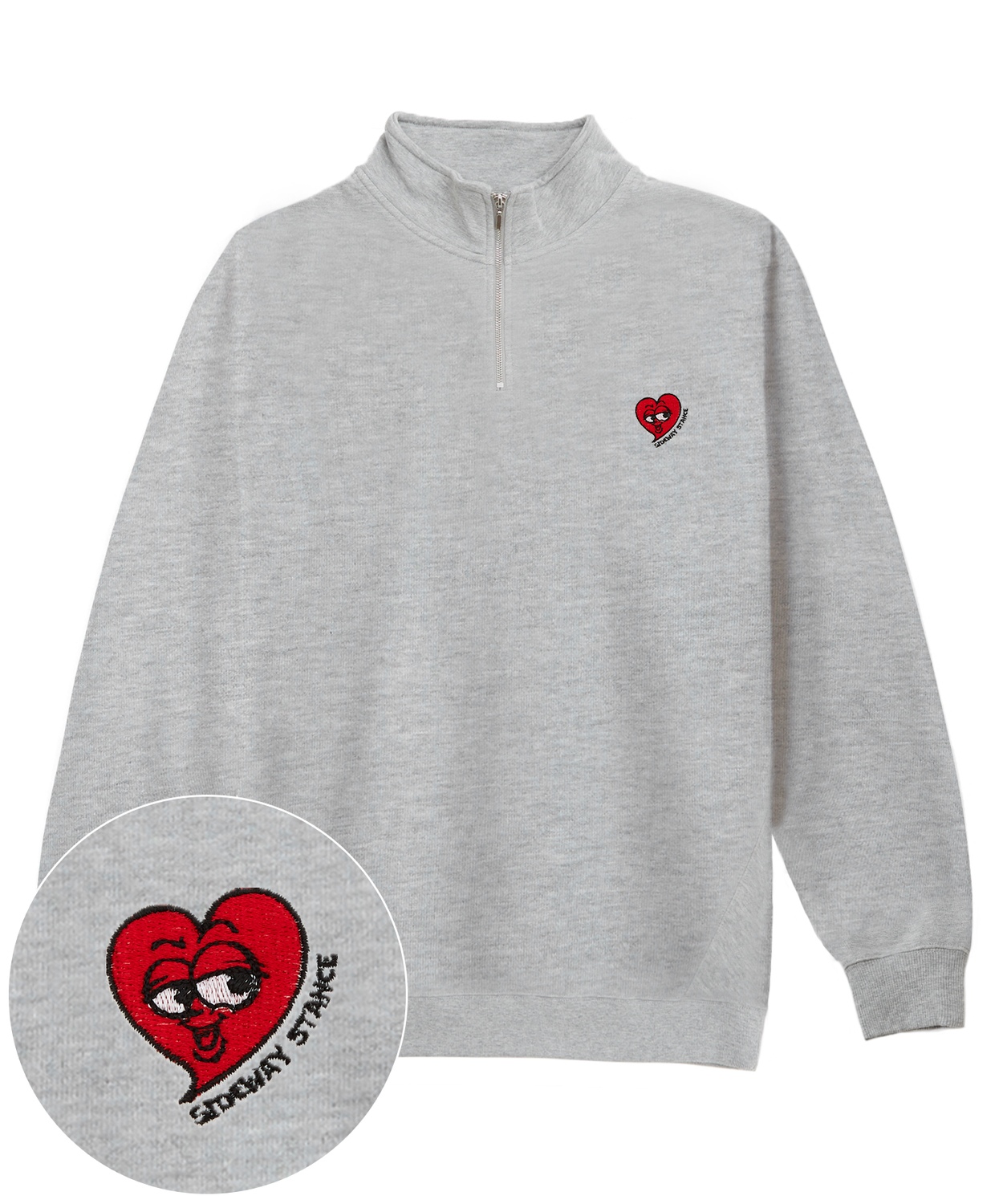 トレーナー メンズ SIDEWAY STANCE サイドウェイスタンス ワンポイント刺しゅう ハーフジップ 裏毛スウェット 大きめ アメカジ スケーター ストリート | improves | 08