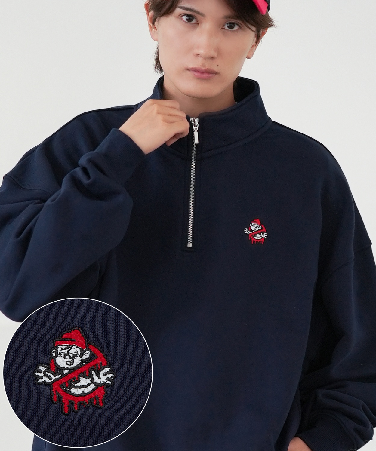 トレーナー メンズ SIDEWAY STANCE サイドウェイスタンス ワンポイント刺しゅう ハーフジップ 裏毛スウェット 大きめ アメカジ スケーター ストリート | improves | 10