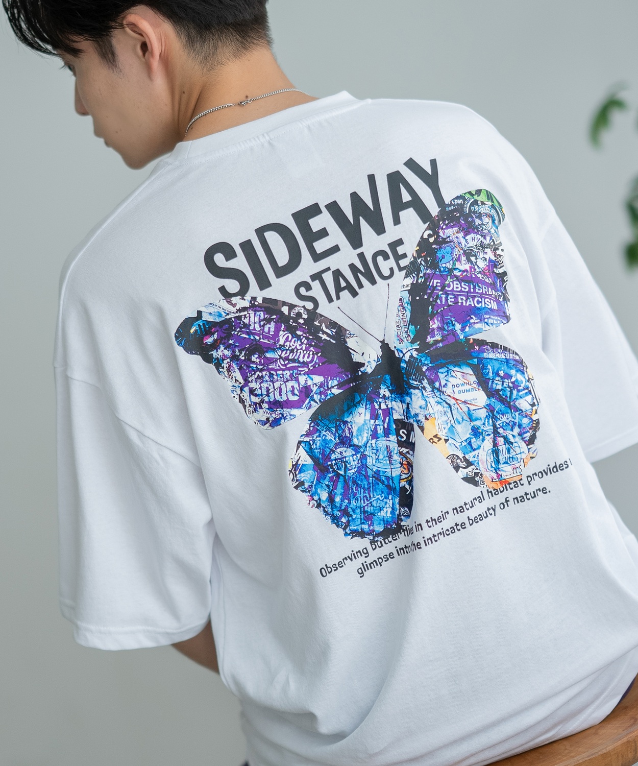 半袖Tシャツ メンズ SIDEWAY STANCE サイドウェイスタンス オリジナルプリント アートバタフライ グラフィック カットソー アメカジ スケーター ストリート | improves | 02