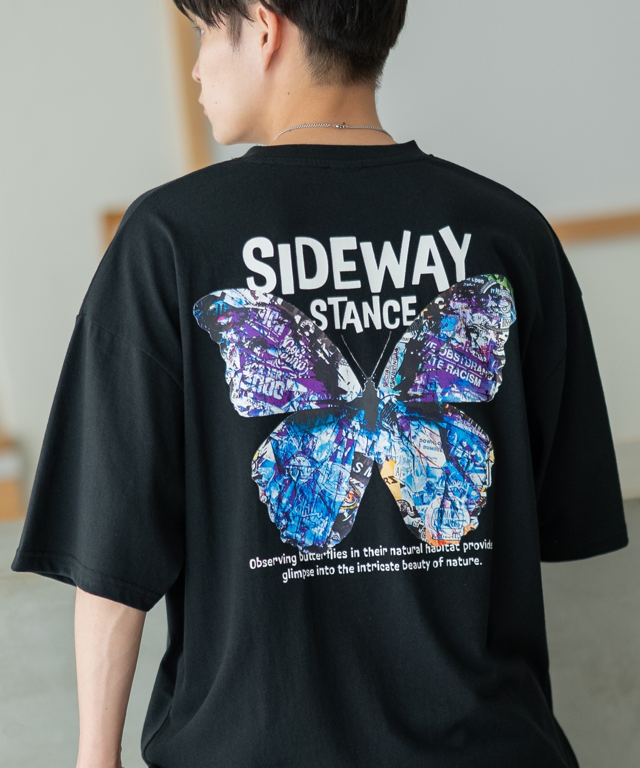 半袖Tシャツ メンズ SIDEWAY STANCE サイドウェイスタンス オリジナルプリント アートバタフライ グラフィック カットソー アメカジ スケーター ストリート | improves | 01